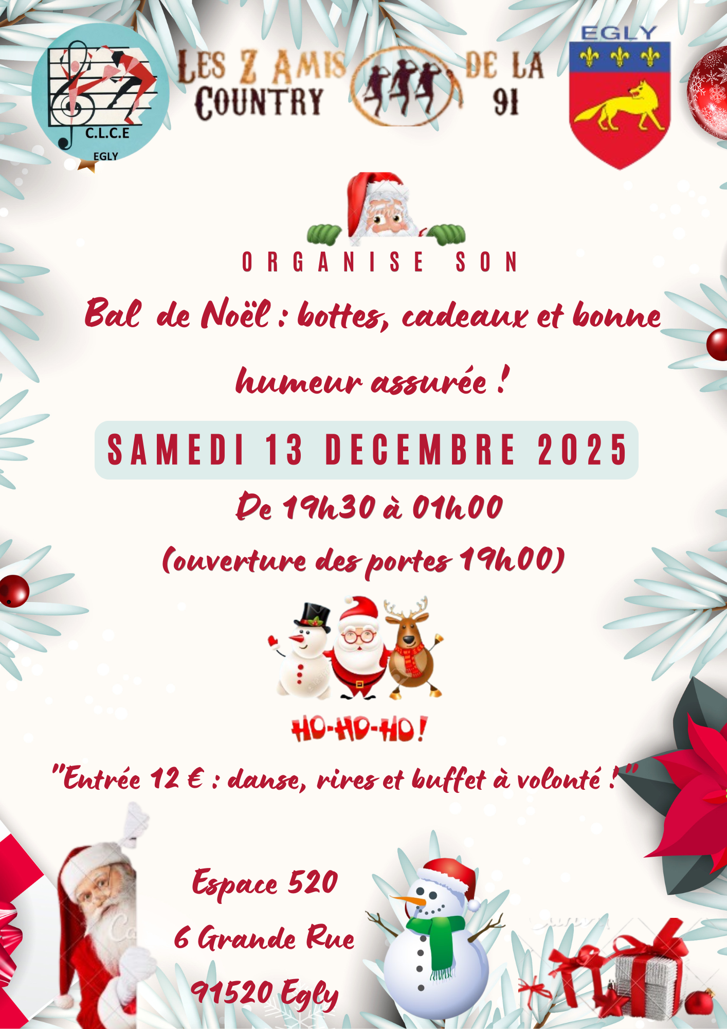 Affiche Annonce Fête de Noël Simple Illustré Rouge Beige Bleu.png