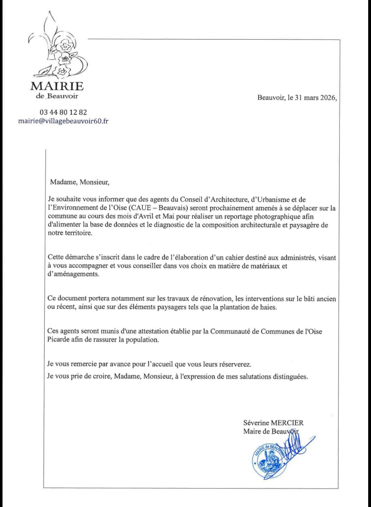 Avril/Mai 2026: Passage dans la commune des agents du CAUE pour la CCOP