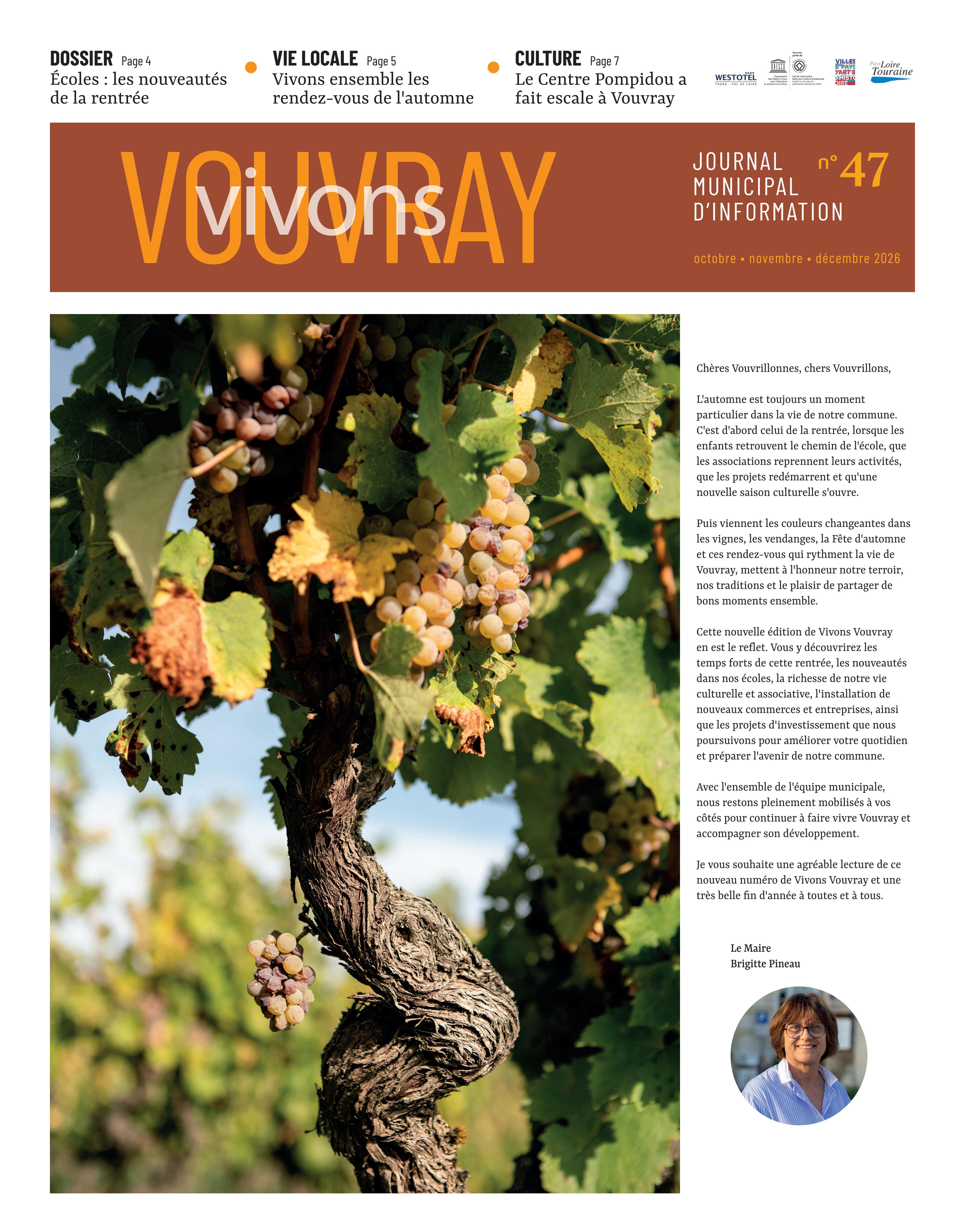 La une de la 47e édition du journal municipal d'information Vivons Vouvray