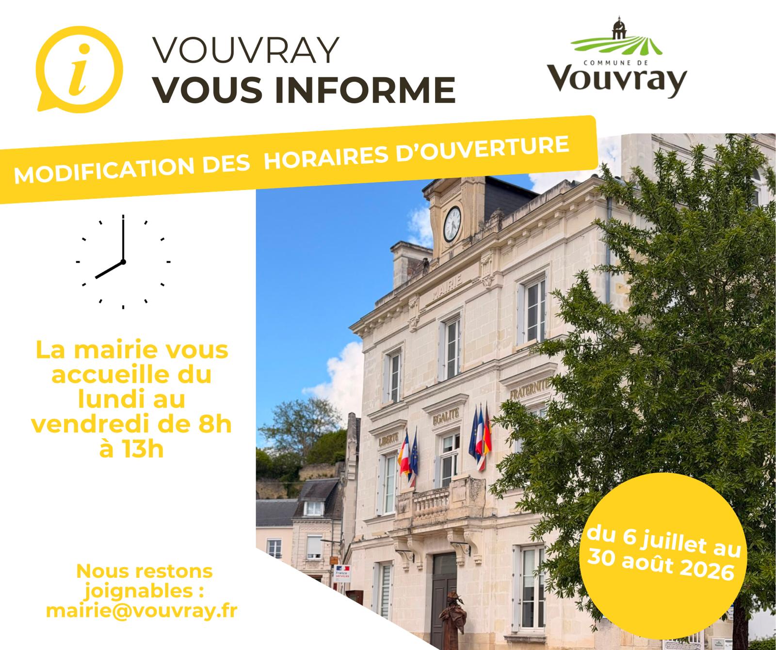Horaires d'été de la mairie