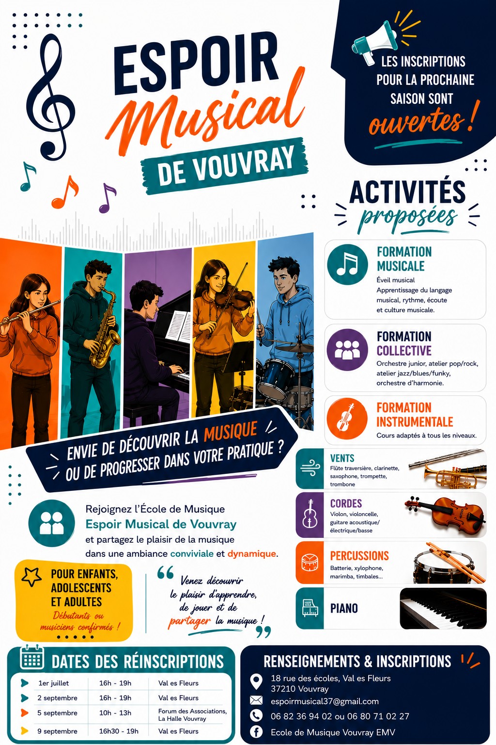 Affiche des inscriptions à l'Espoir musical