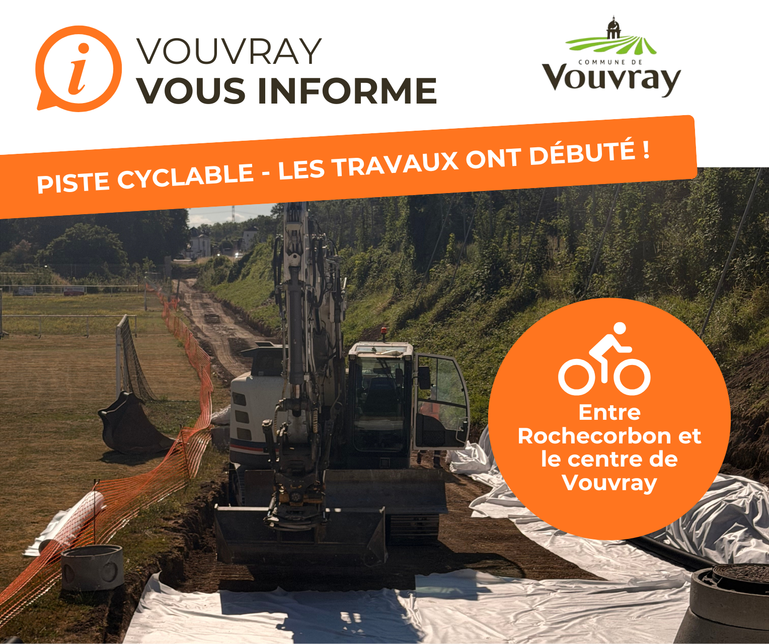Terrassement de la piste cyclable Rochecorbon-Vouvray