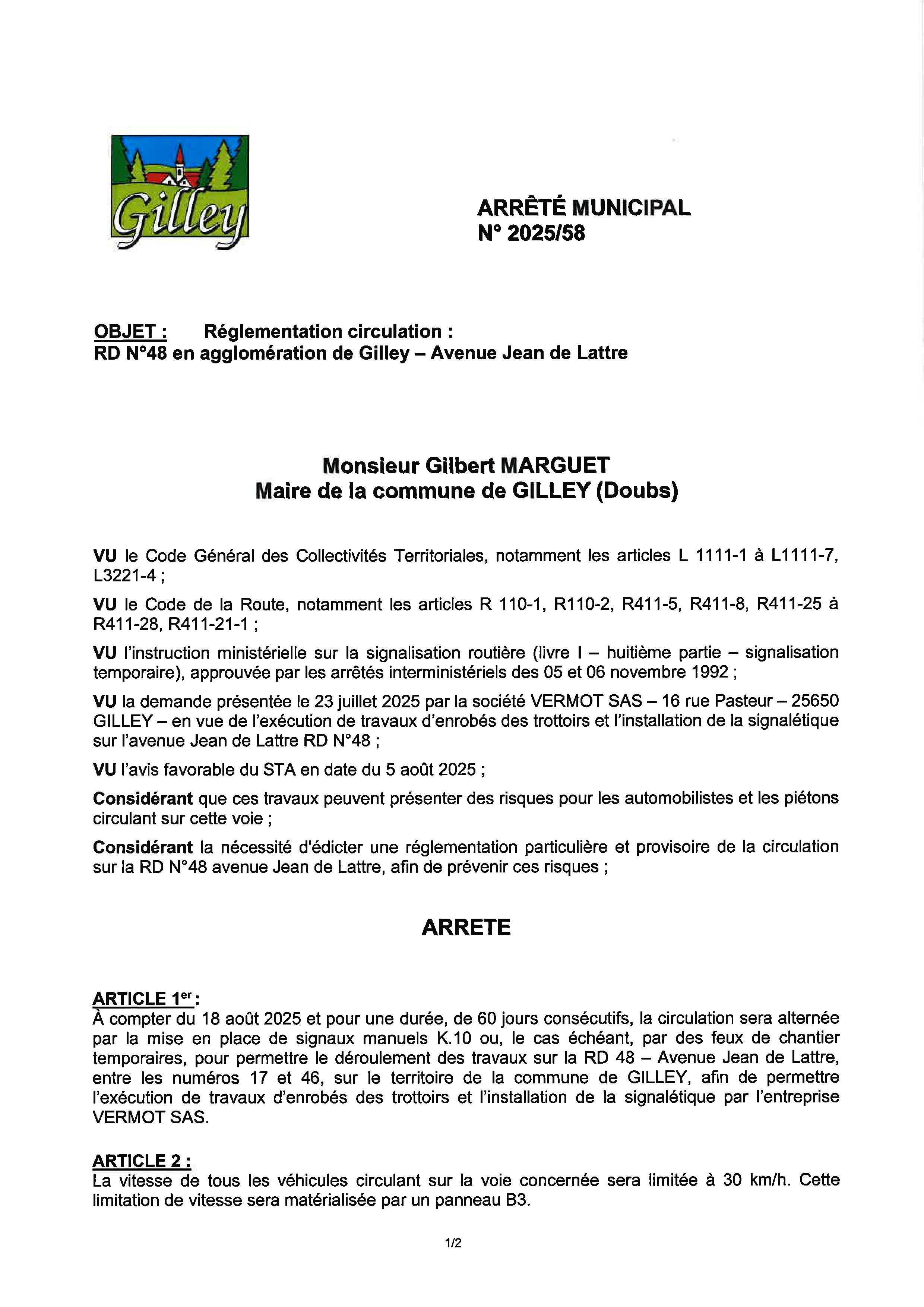 2025 58 - Règlement circulation RD 48 avenue jean de lattre_page-0001.jpg