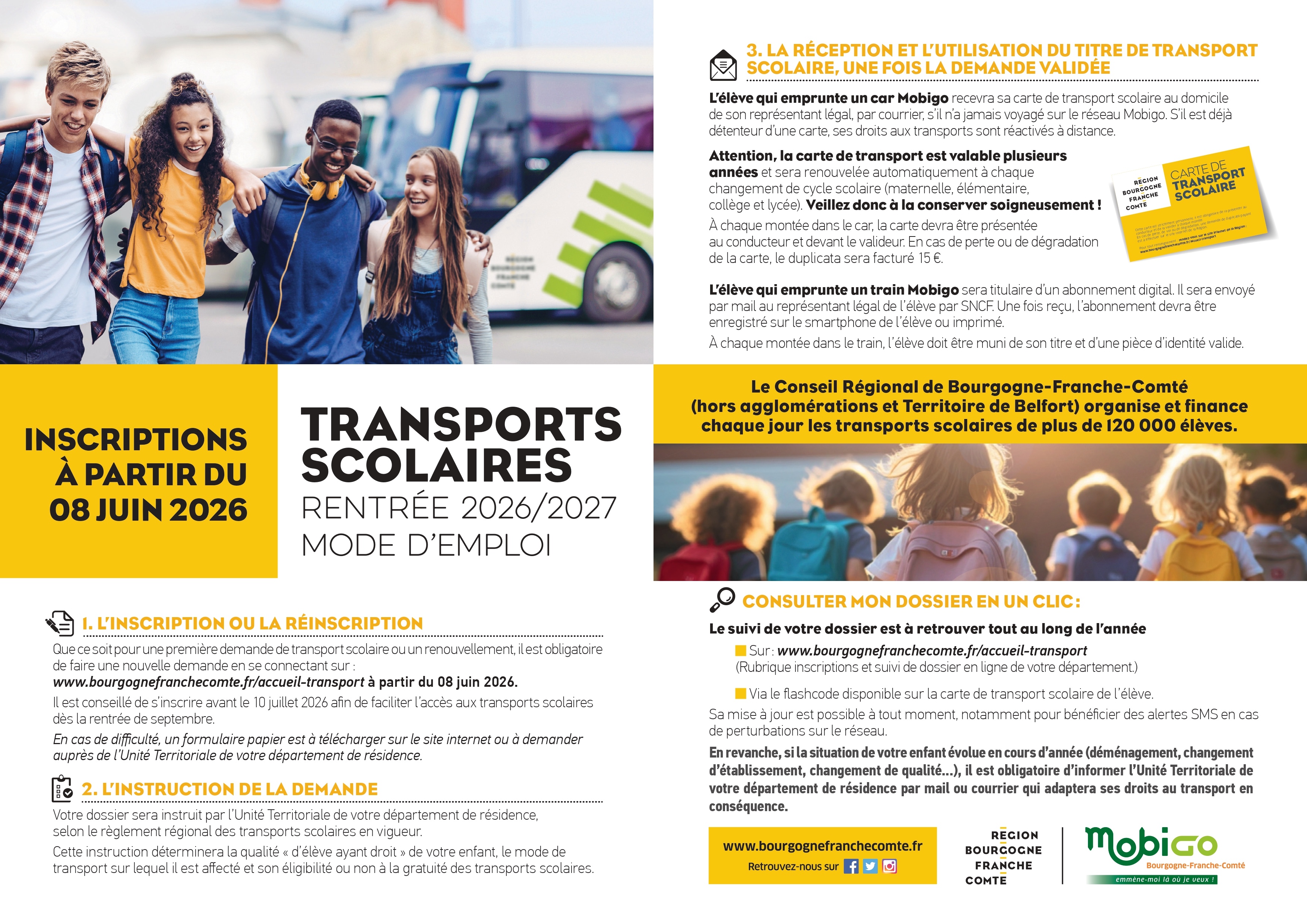 Inscription transport scolaire