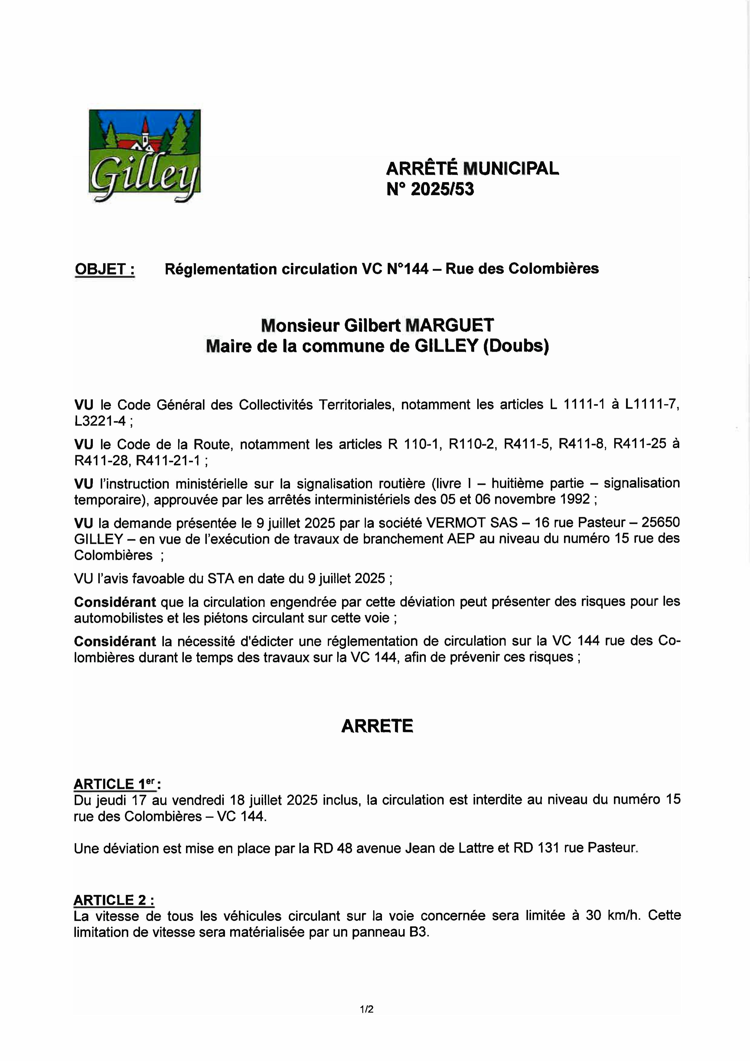 2025 53 - R├®glementation circulation VC 144 rue des Colombi├¿res-images-0.jpg