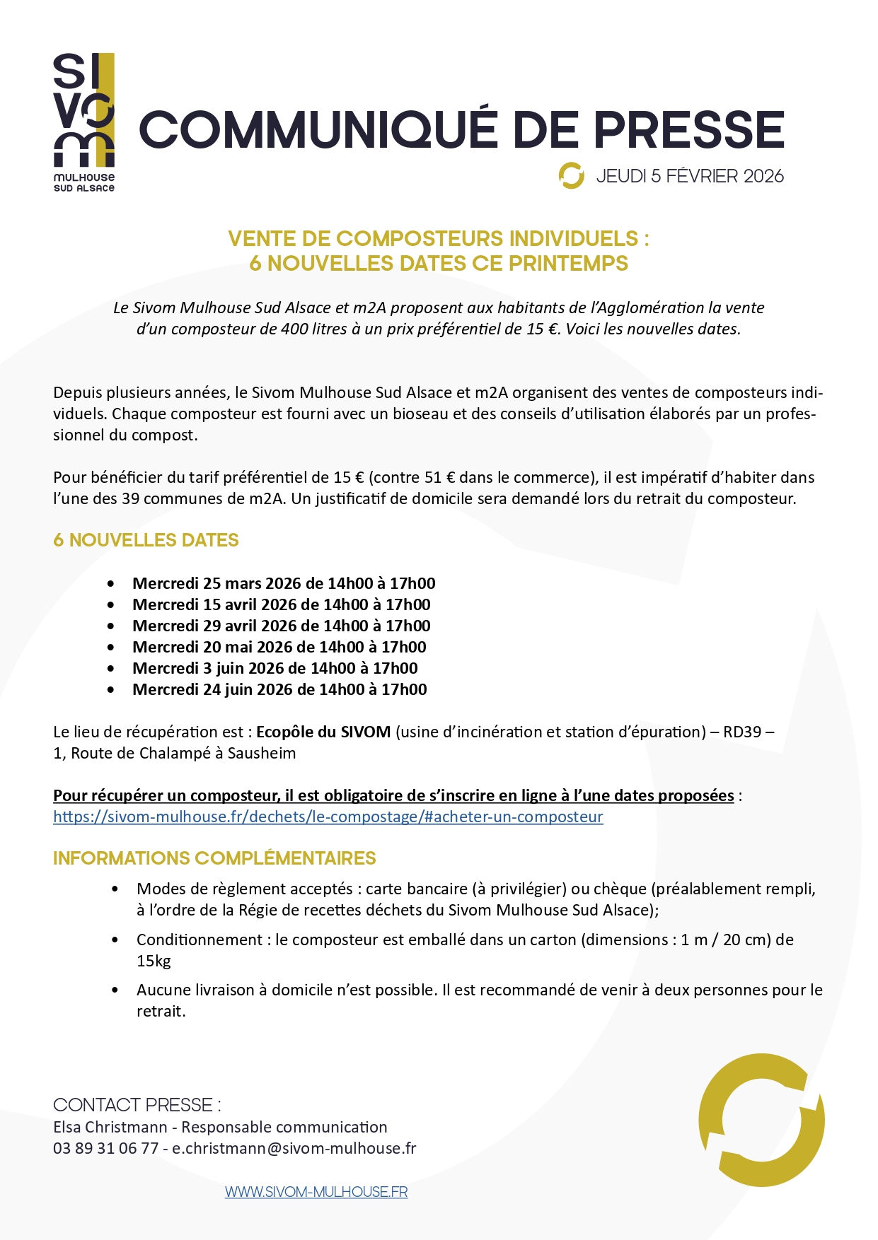 Vente de composteurs - Nouvelles dates