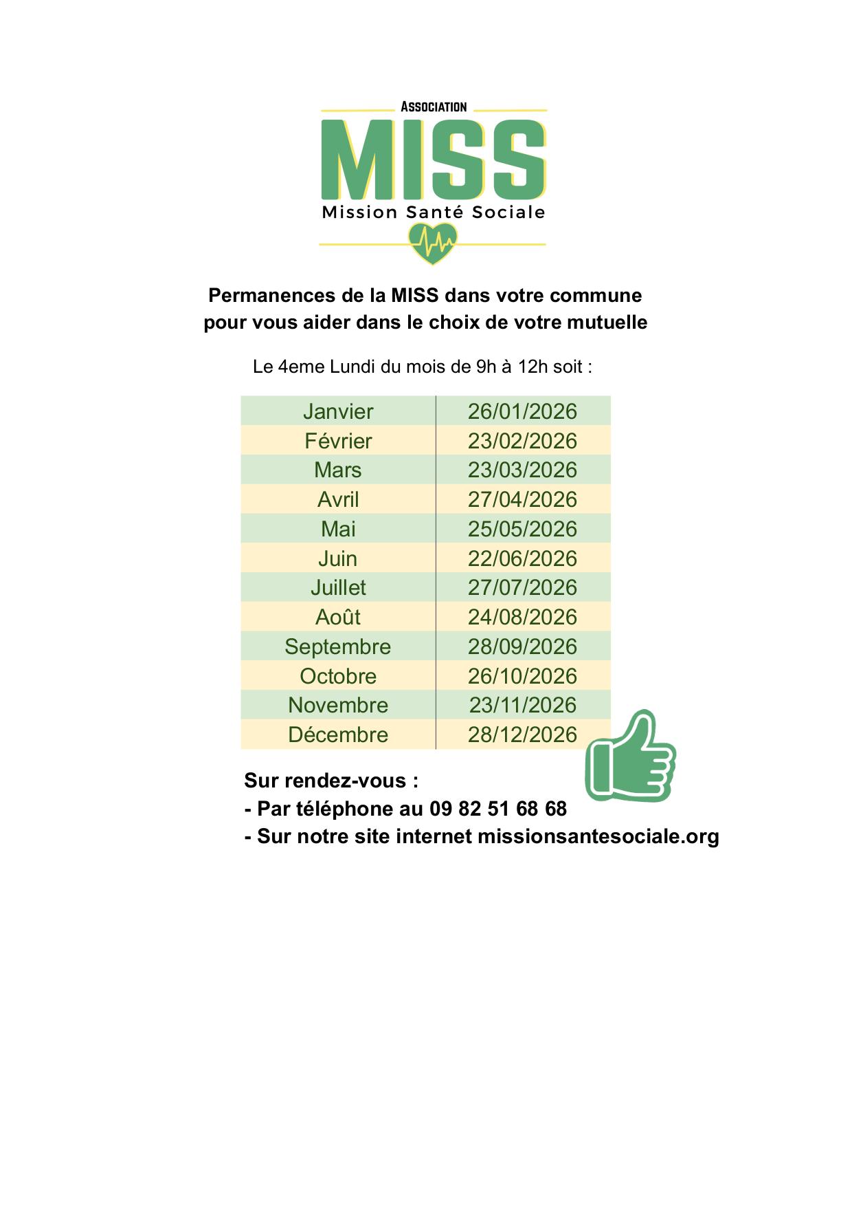 Permanence de la MISS à Bersée pour vous aider dans le choix de votre mutuelle.