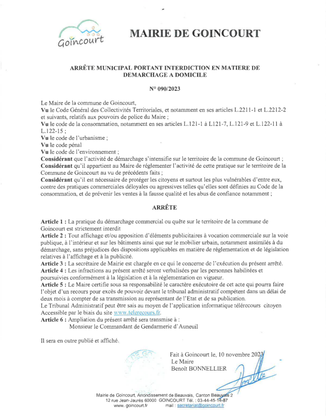 arrêté municipal contre le démarchage dans la commune.png