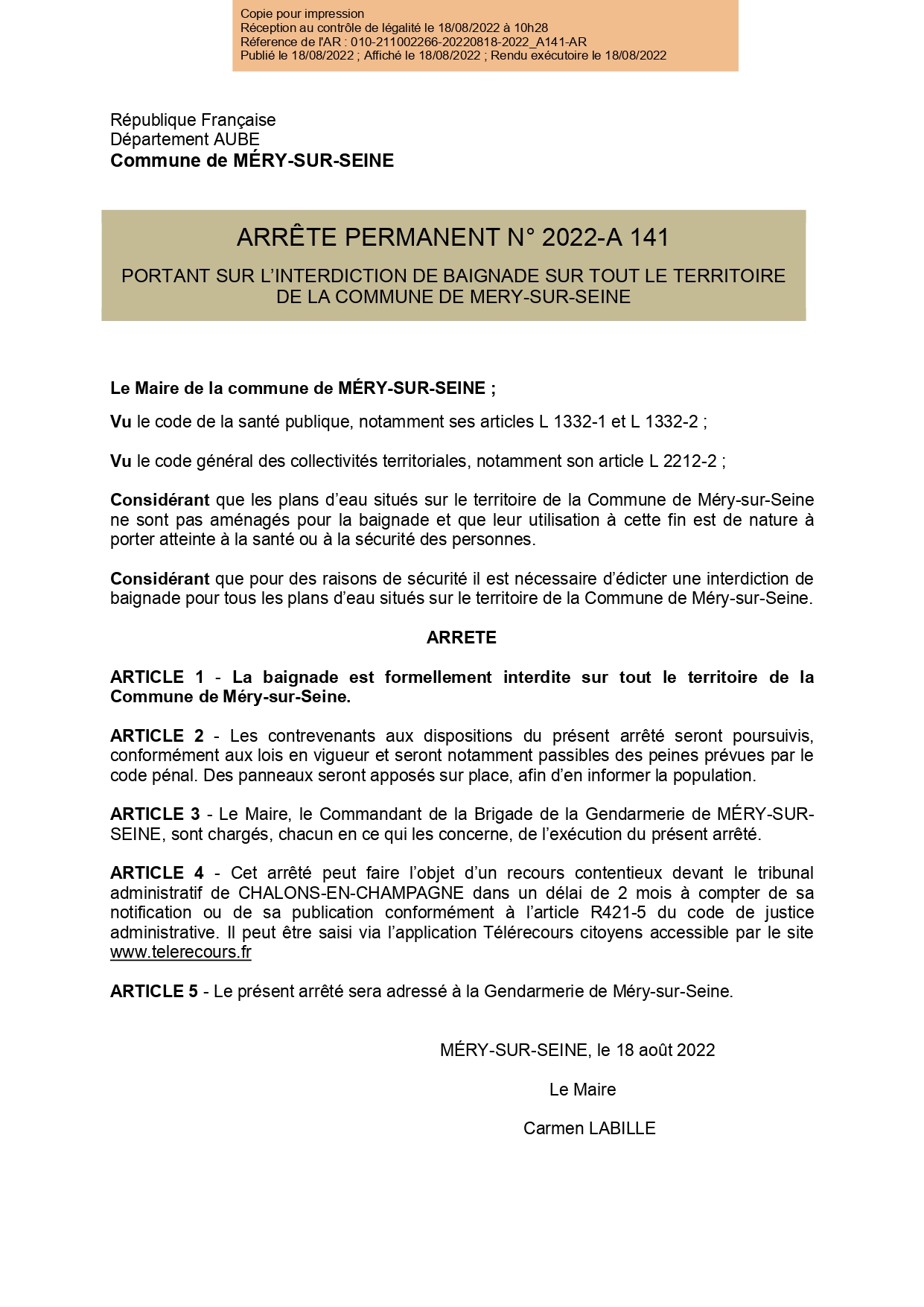 ARRETE MUNICIPAL PERMANENT - BAIGNADE INTERDITE_page-0001.jpg