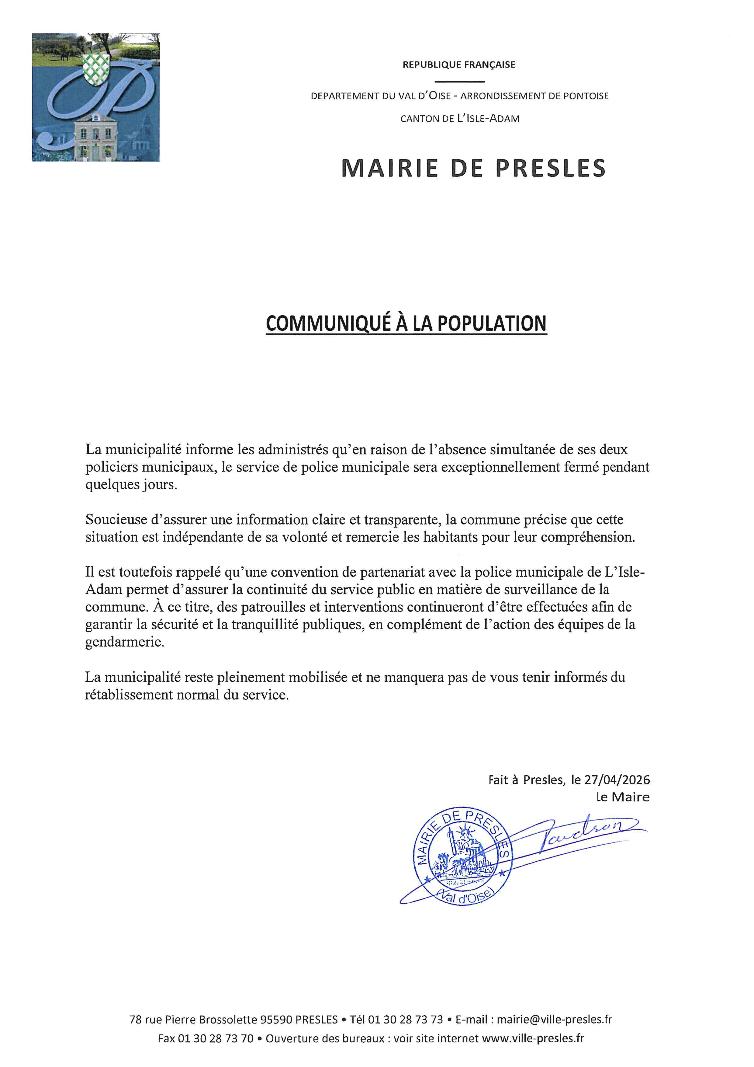 CommuniquePoliceMunicipale