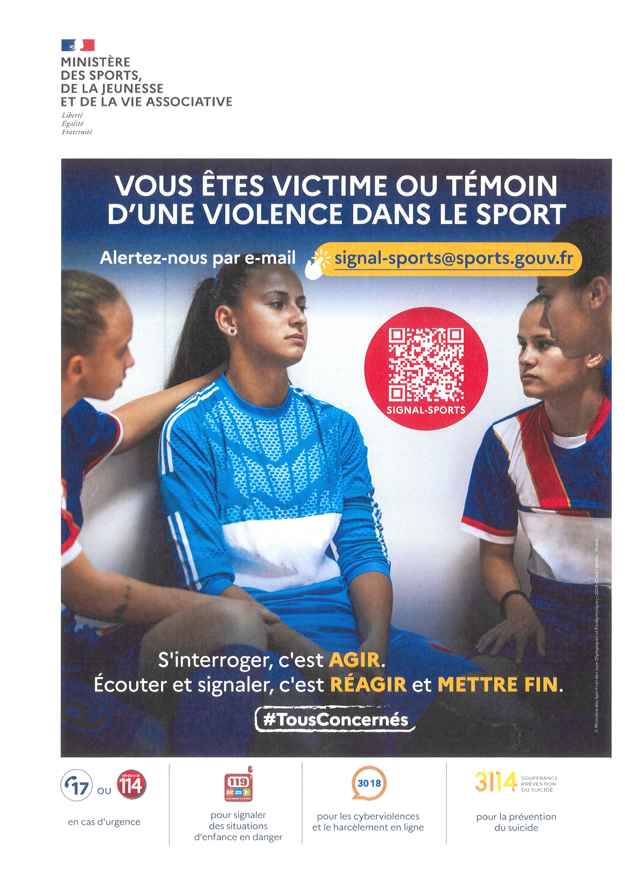 Victime ou témoin d'une violence dans le sport