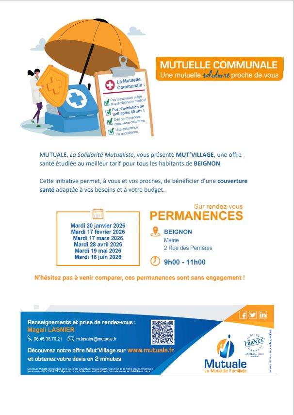 📢 Mutuelle communale – Permanences 2026