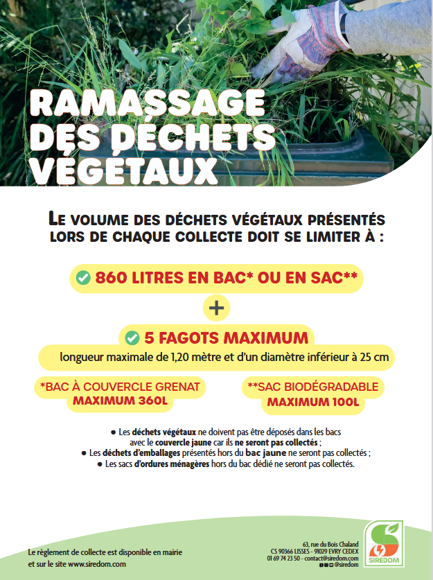 Rappel sur le volume accepté de collecte des déchets verts