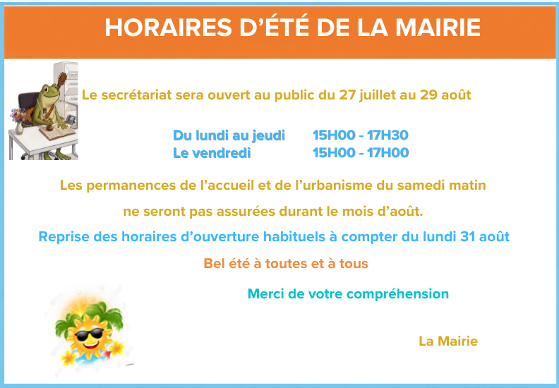 affiche horaires mairie été 2026.png