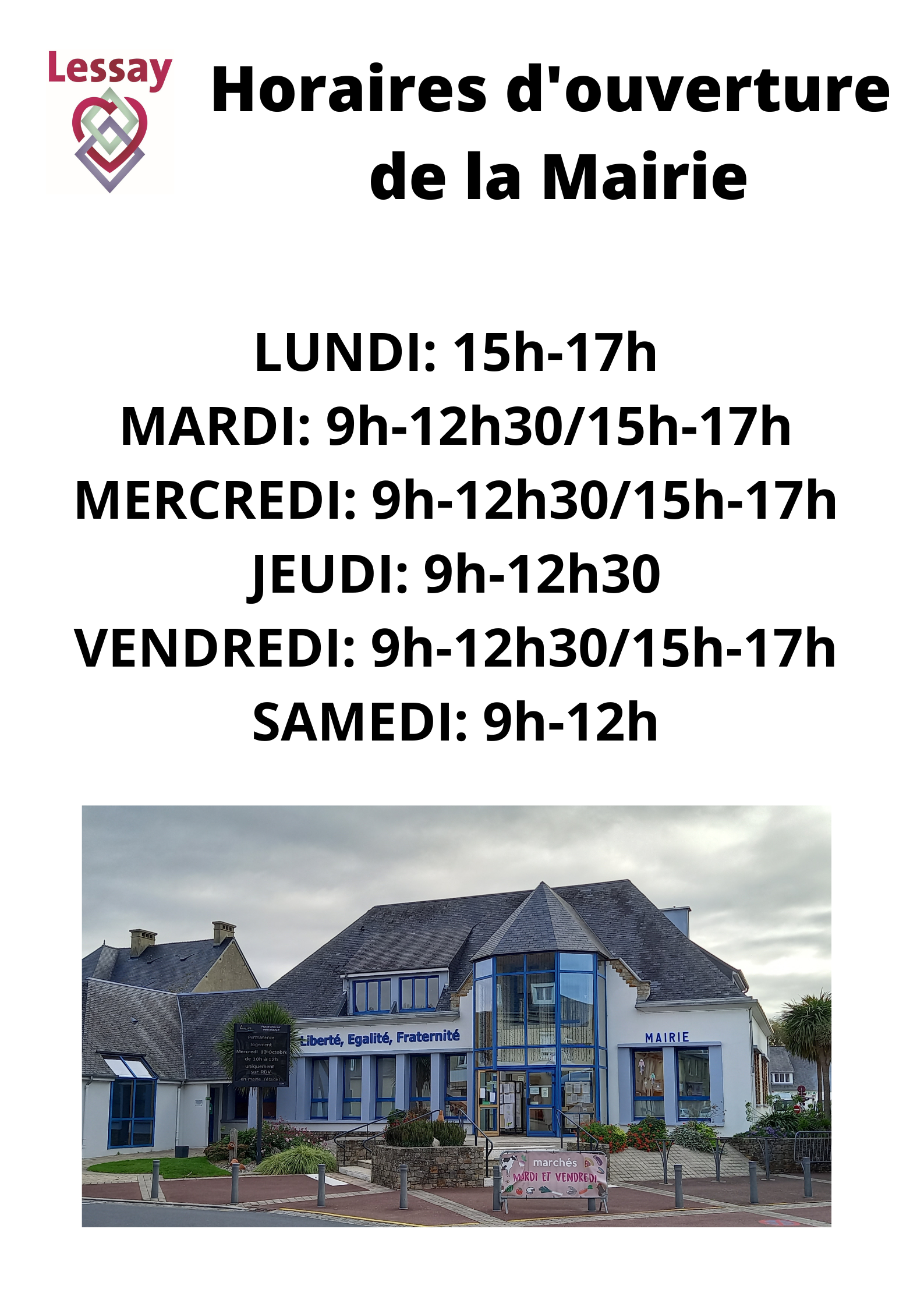 Horaires d'ouverture mairie