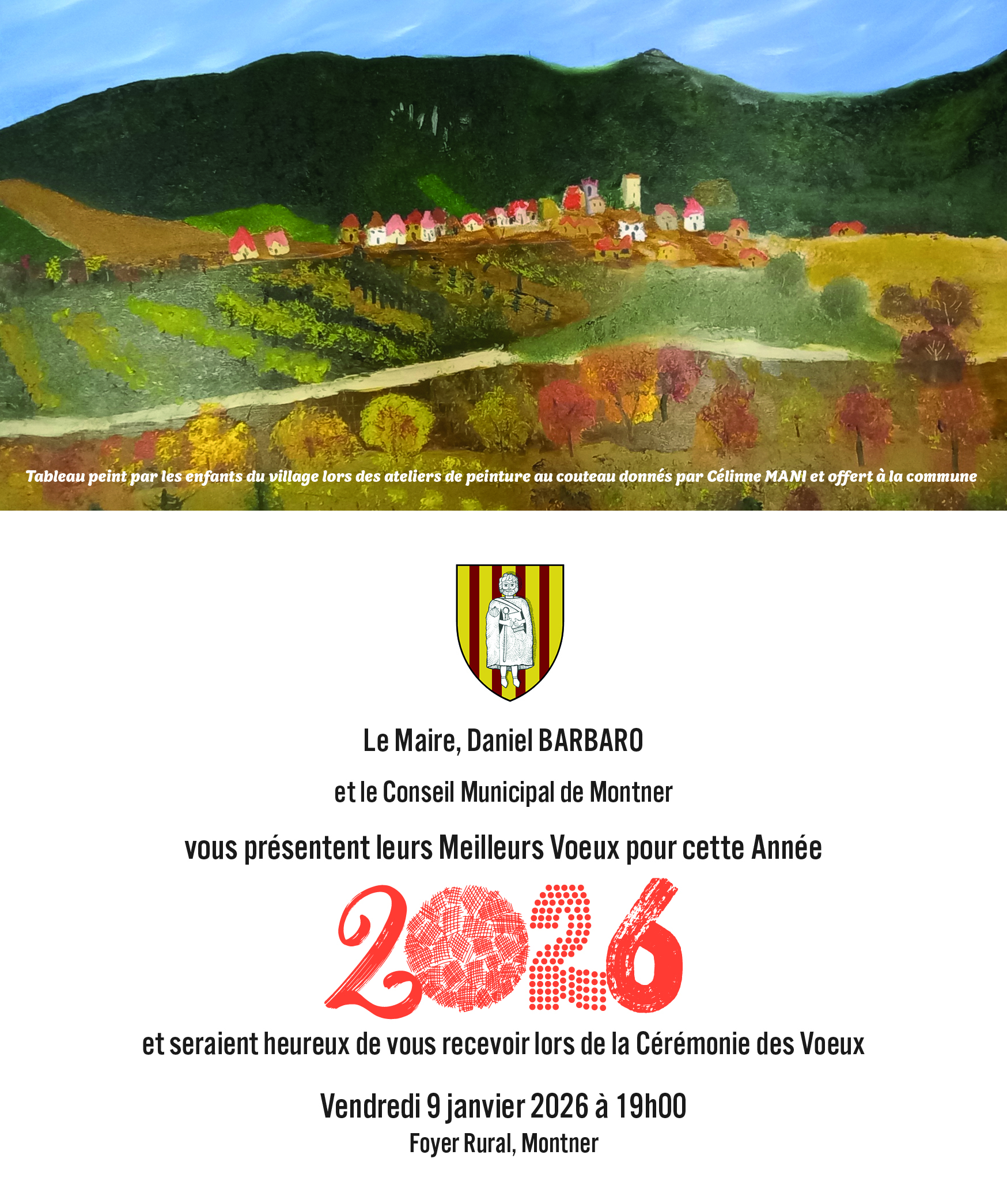 voeux de Monsieur le Maire le vendredi 9 janvier 2026 à 19h au foyer rural