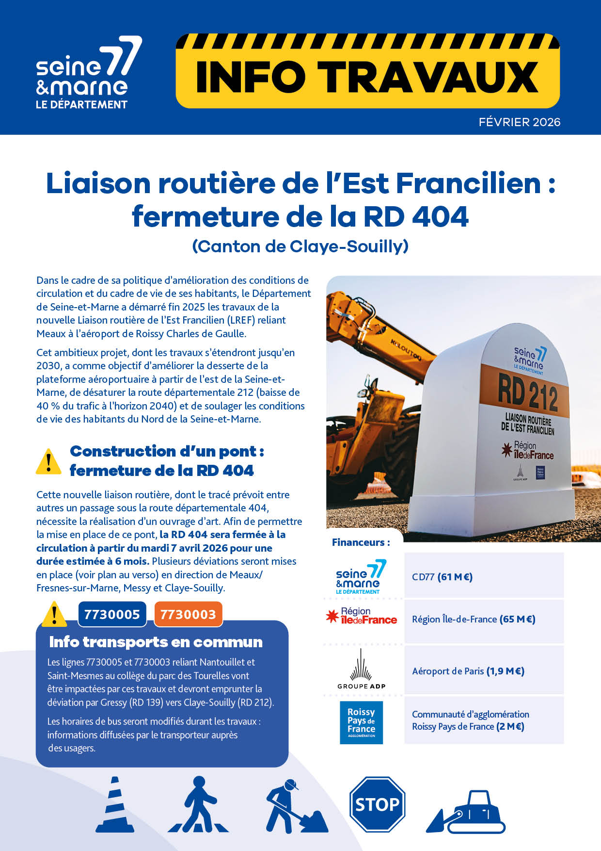 Travaux sur la RD 404 entre Messy et Claye Souilly