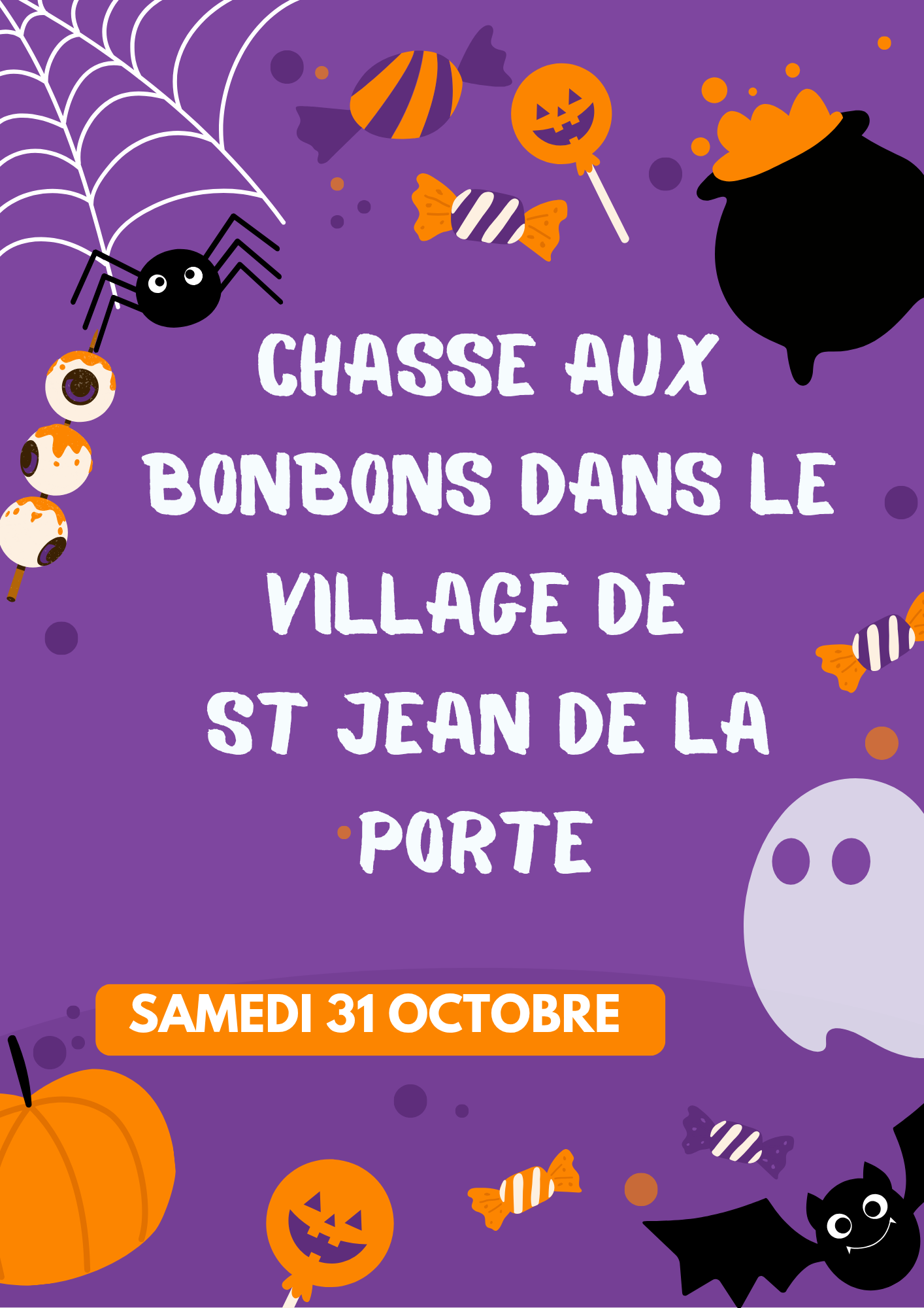 Affiche Soirée Halloween costume enfant Illustration Ludique Orange Violet _2_.png