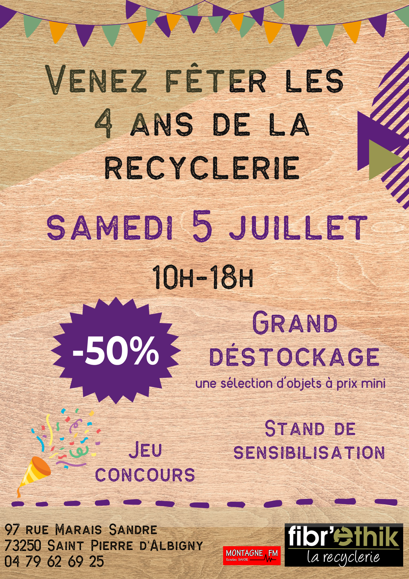Affiche A4_Anniversaire recyclerie Fibr_Ethik 4 ans_5 juillet 2025.png