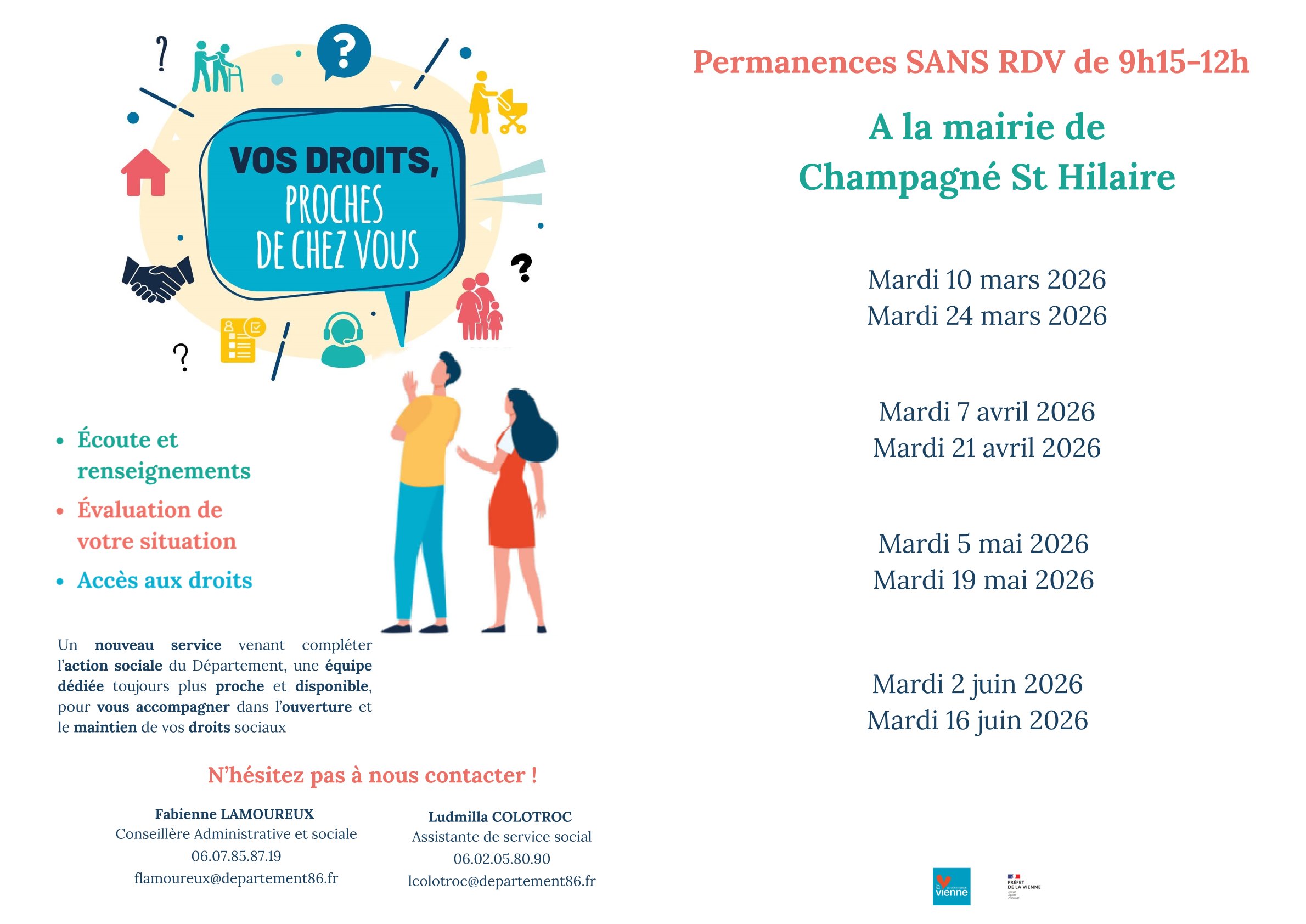 La Maison des Solidarités de Civray s’installe à Champagné-Saint-Hilaire : des permanences sans rendez-vous pour faciliter l’accès à vos droits