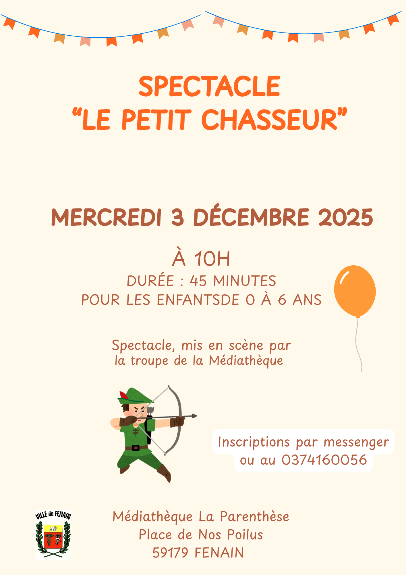 Orange Beige et Marron Enfantin Kermesse École Affiche.png