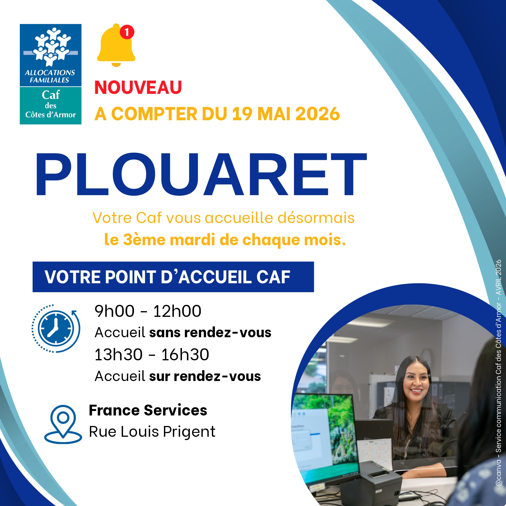 Nouvelle permanence CAF à l'espace France Services de Plouaret