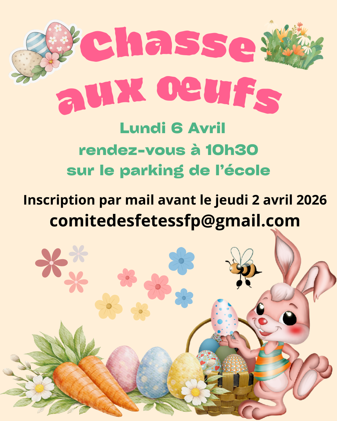 Chasse aux œufs Pâques Post Instagram Coloré Illustratif.png