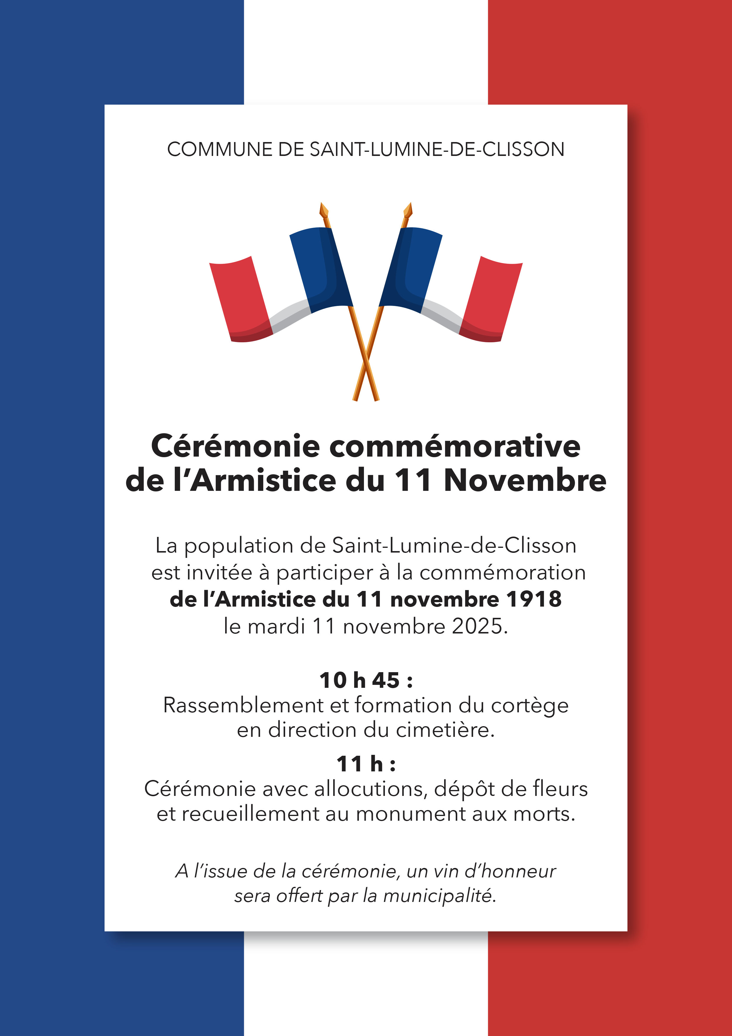 Cérémonie commémorative du 107ème anniversaire de l’Armistice du 11 Novembre 1918