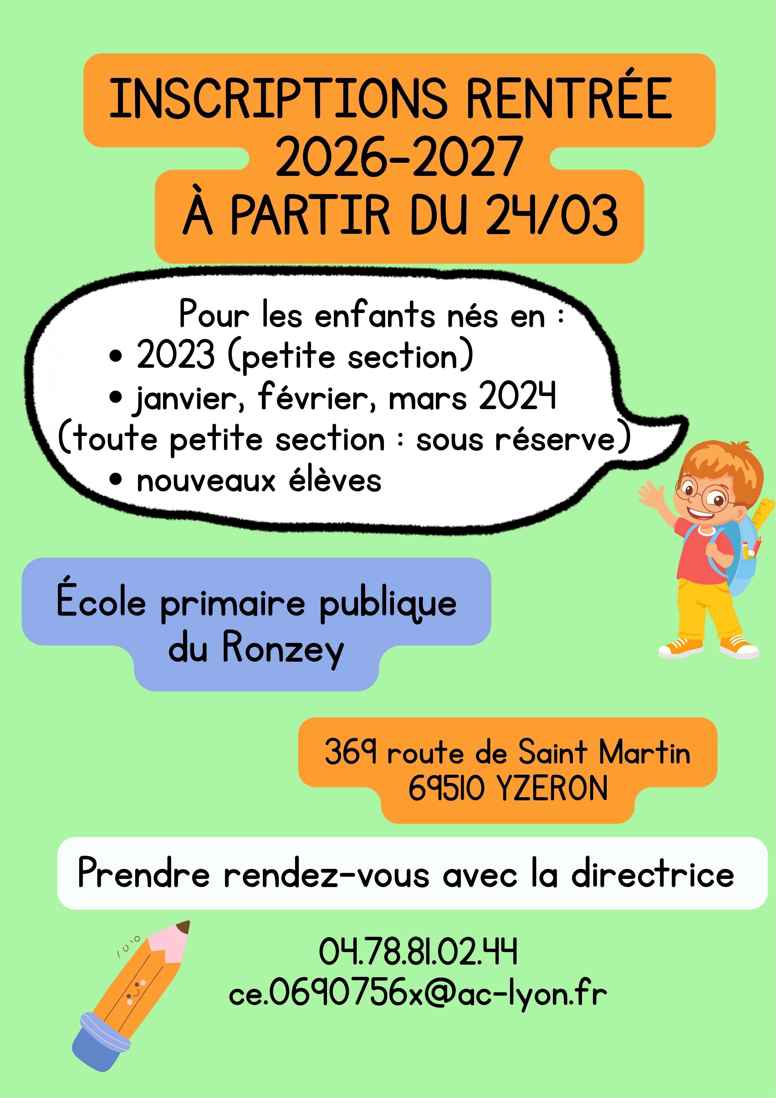 Inscription rentrée 26-27 école du P'tit Pré