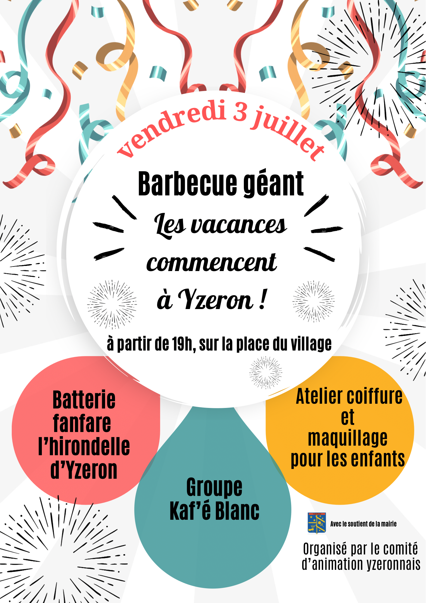 Affiche Évènement Fête du Village Simple Moderne Festif Illustré Blanc Coloré.PNG