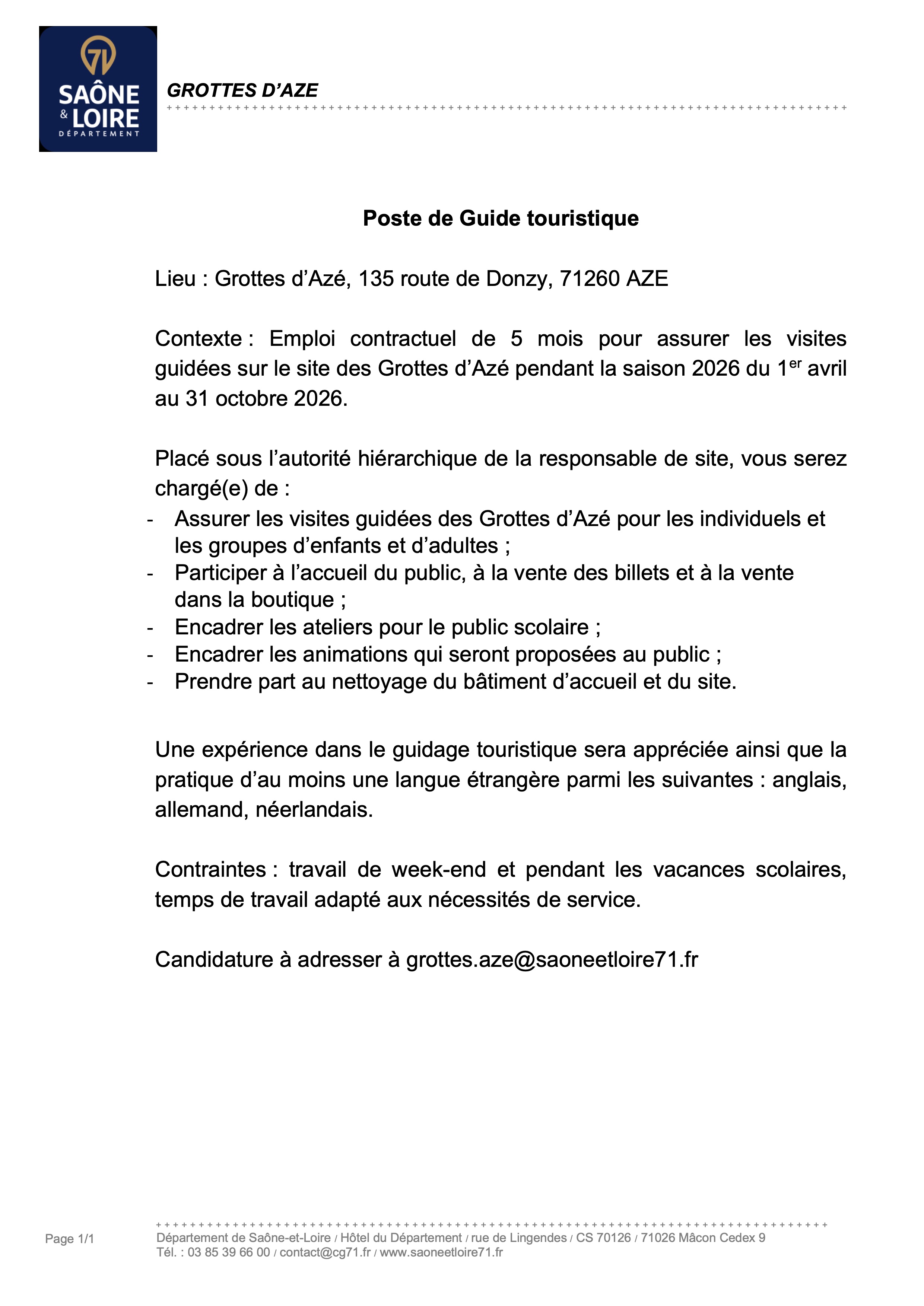 Offre d'emploi