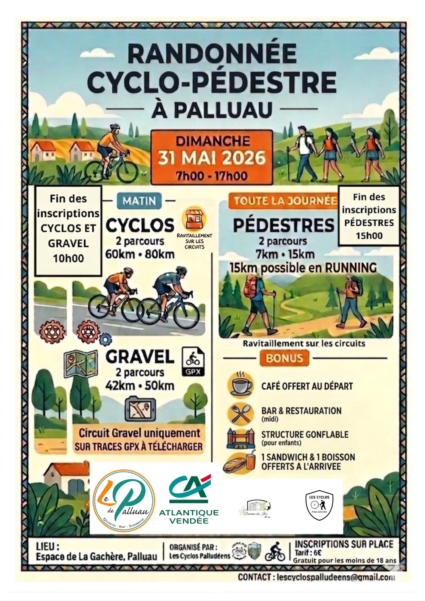 Randonnée cyclo-pédestre le 31 mai (7h-17h)