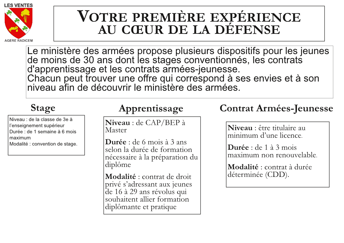VOTRE PREMIÈRE EXPÉRIENCE AU COEUR DE LA DÉFENSE