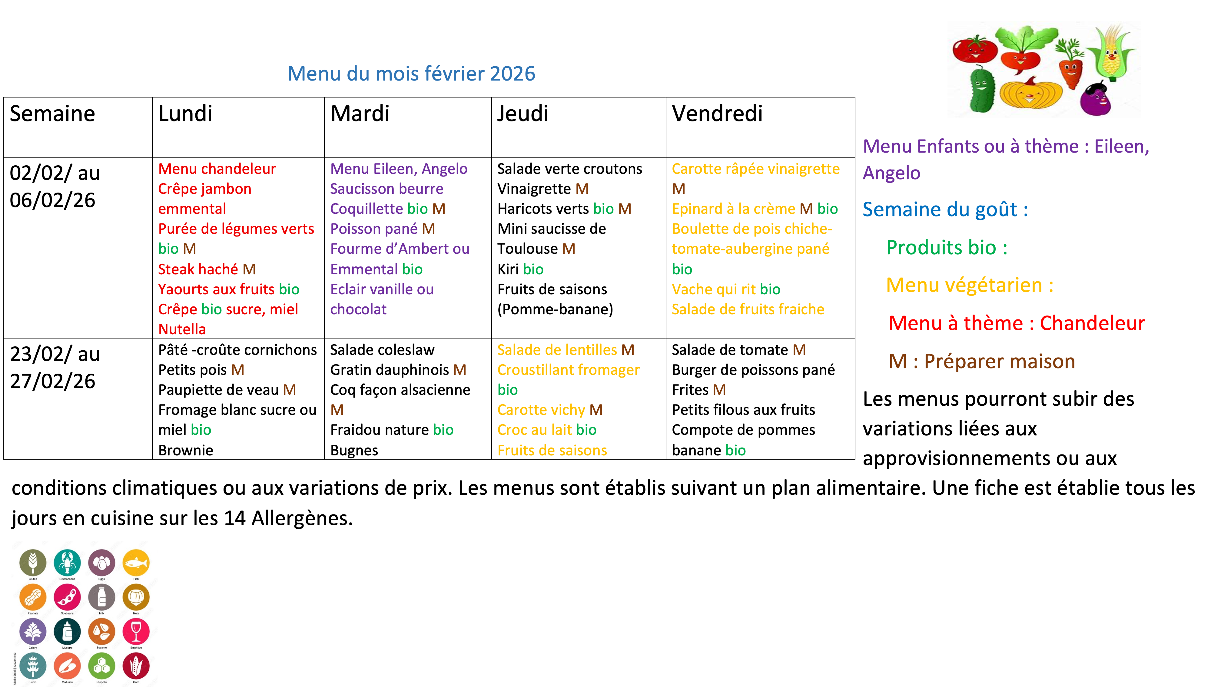 menu fevrier 2026