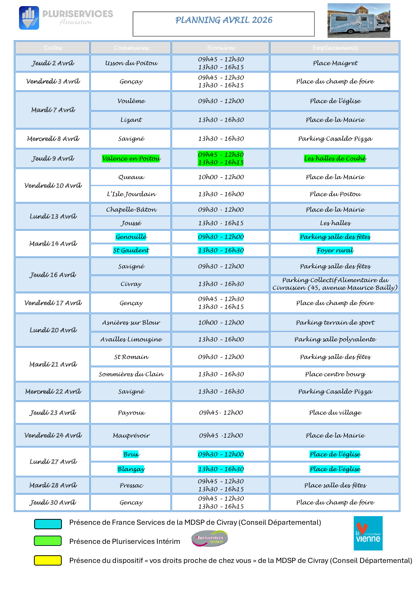 Pluriservices : Planning antenne mobile