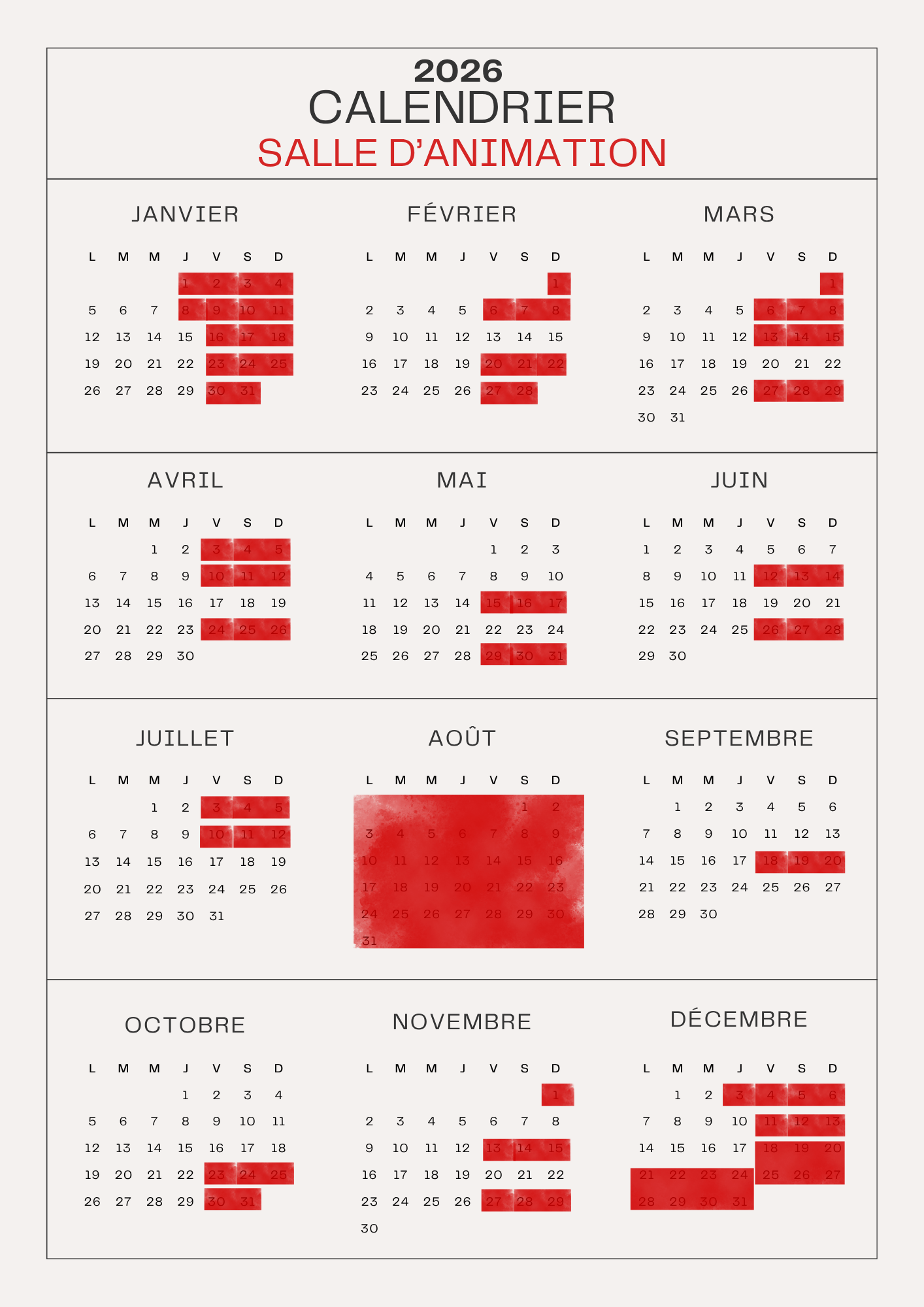 Calendrier Annuel 2026 Minimaliste Beige Simple Moderne.png