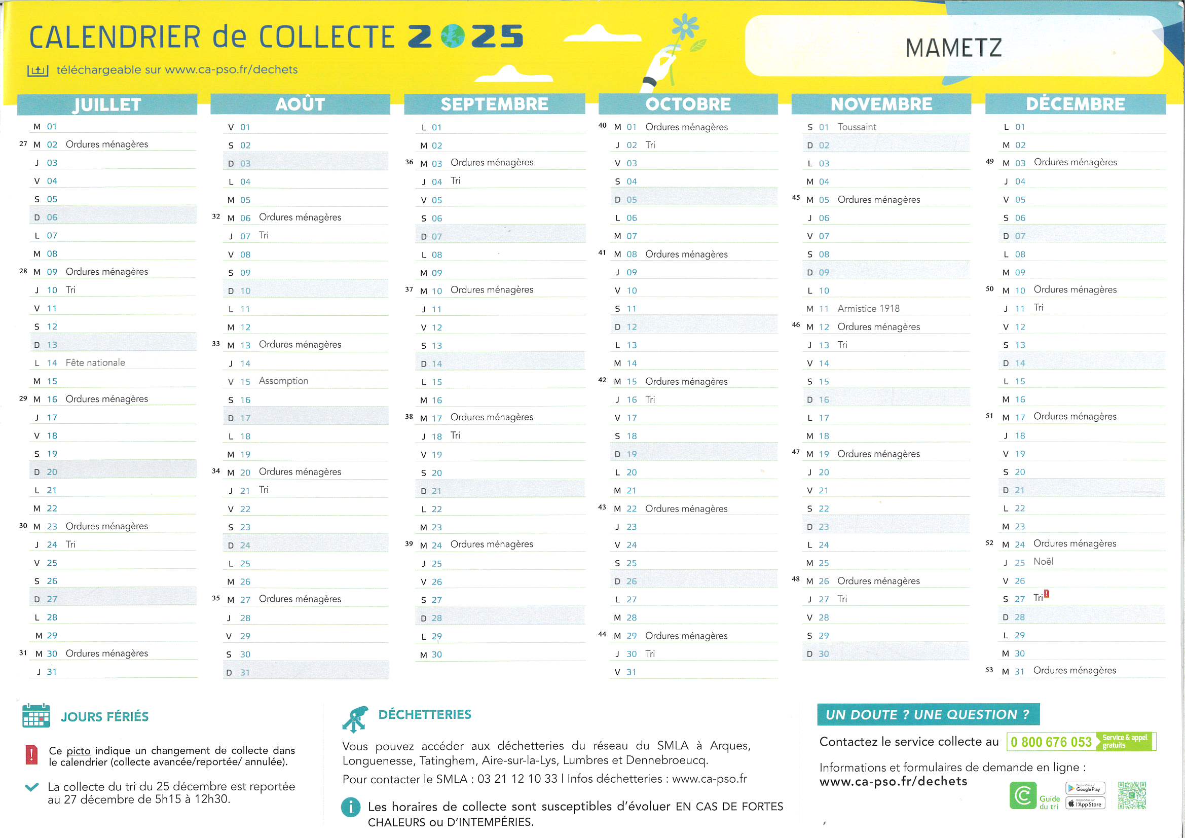 calendrier poubelles 2025