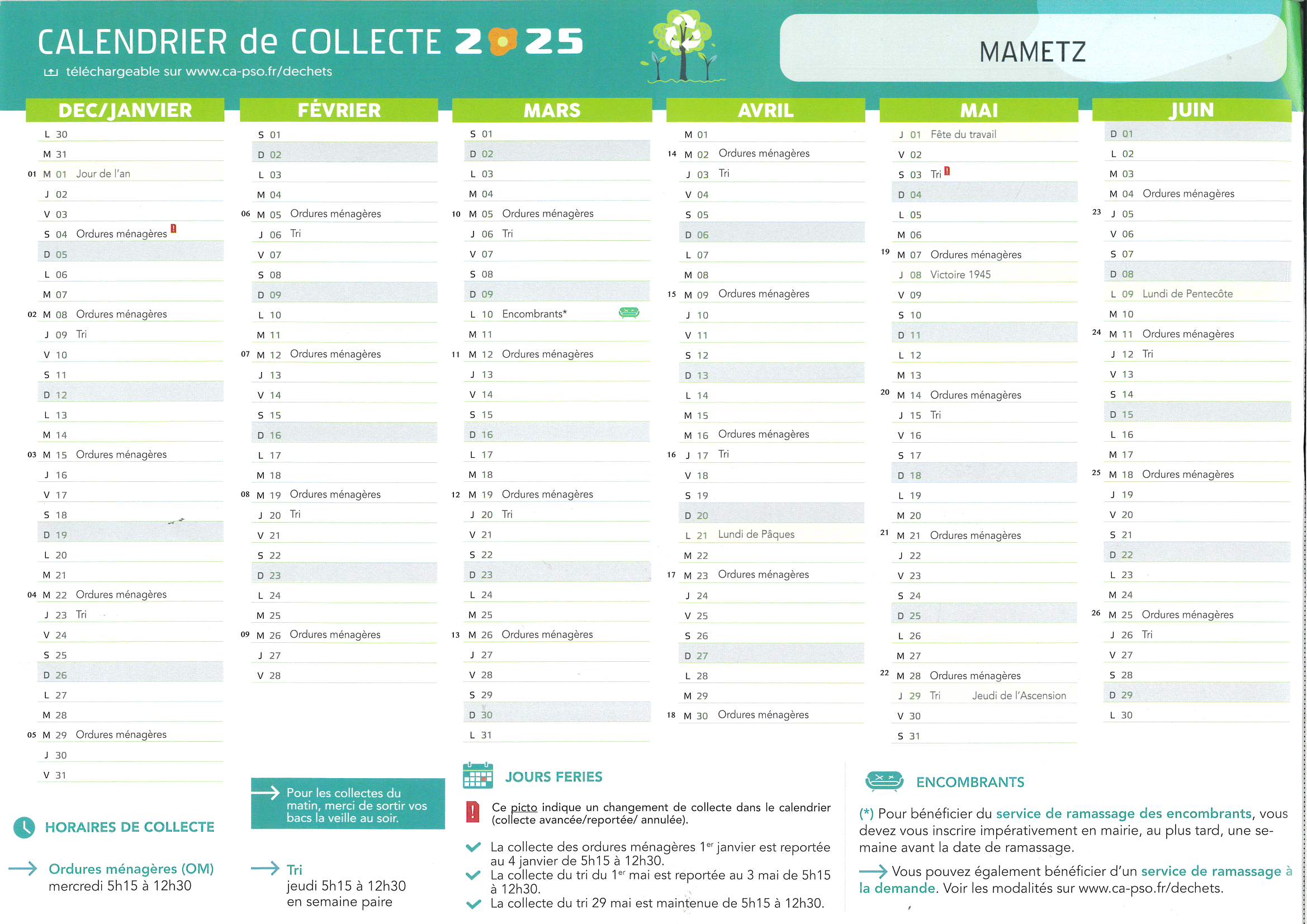 calendrier poubelles 2025