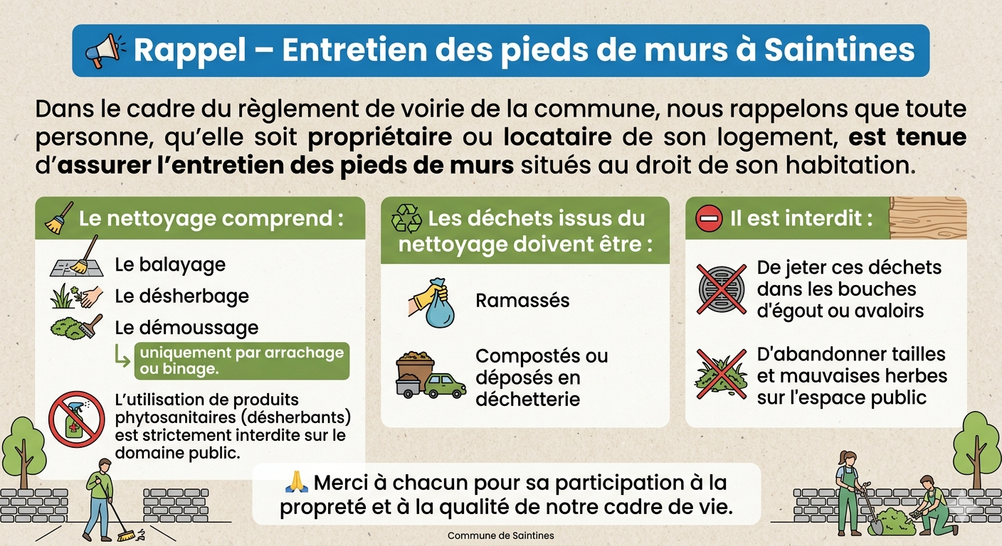 📢 Rappel – Entretien des pieds de murs