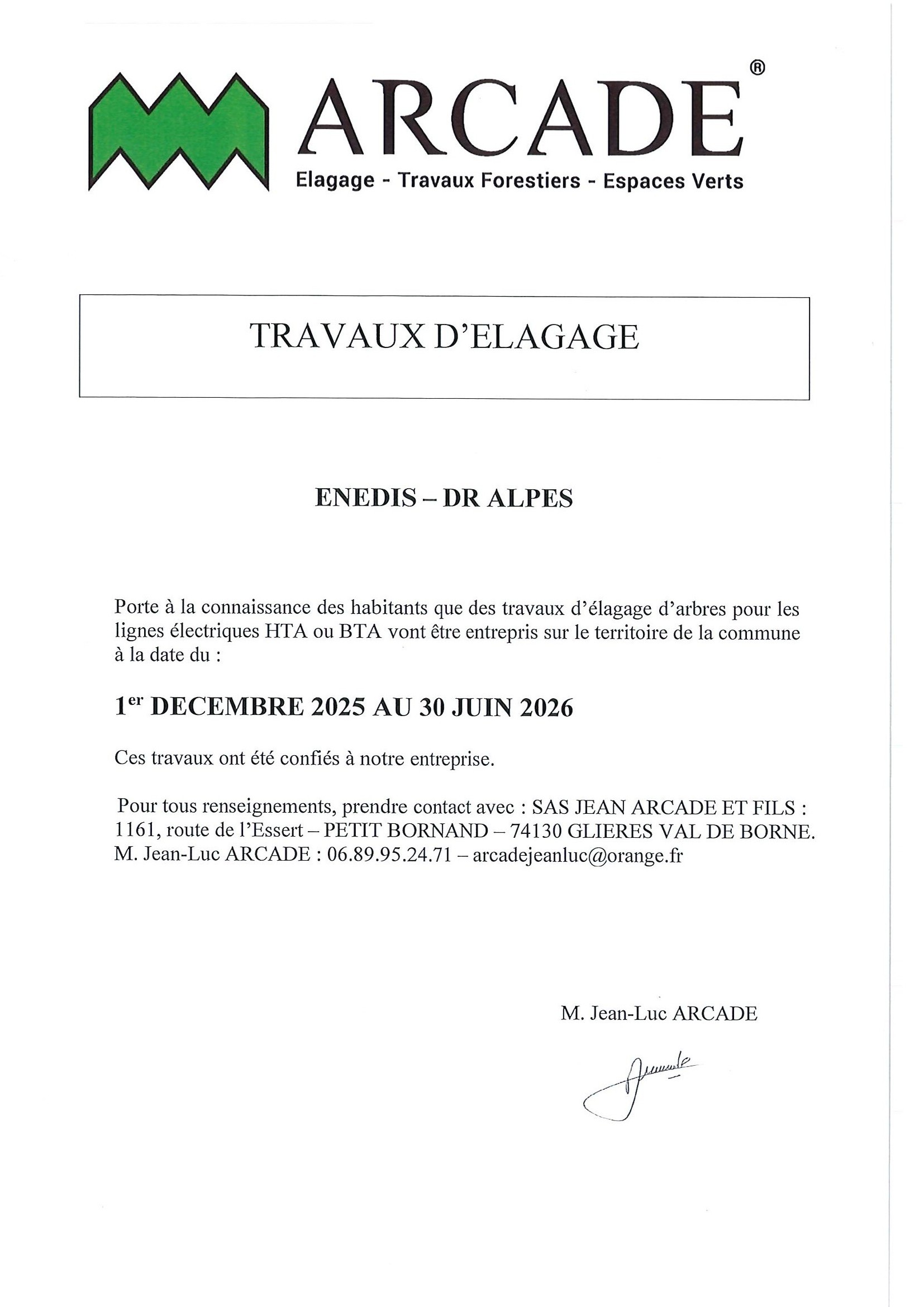 ELAGAGE SUR LA COMMUNE DE MASSINGY