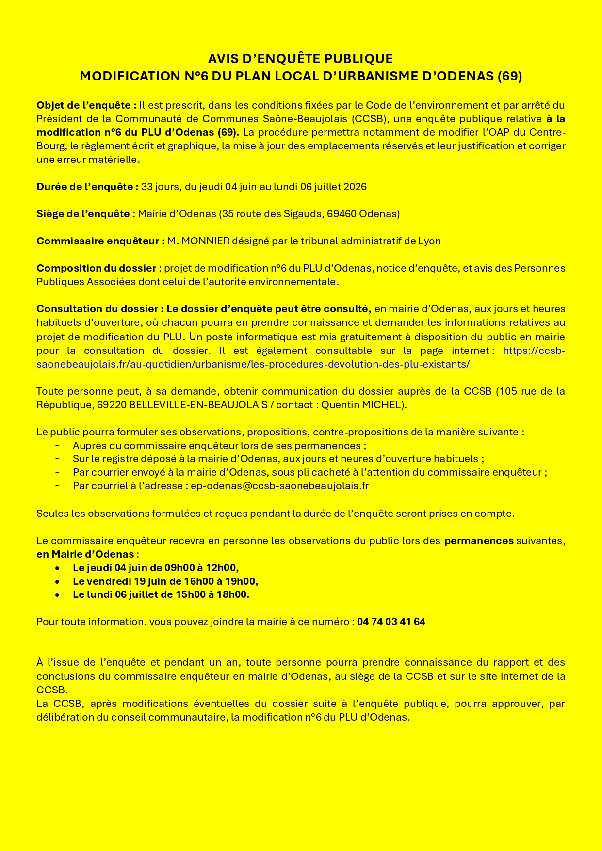 Modification n°6 du PLU d'Odenas