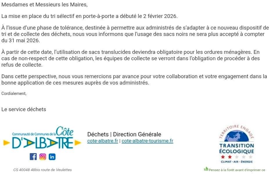 Communiqué service déchets CCCA