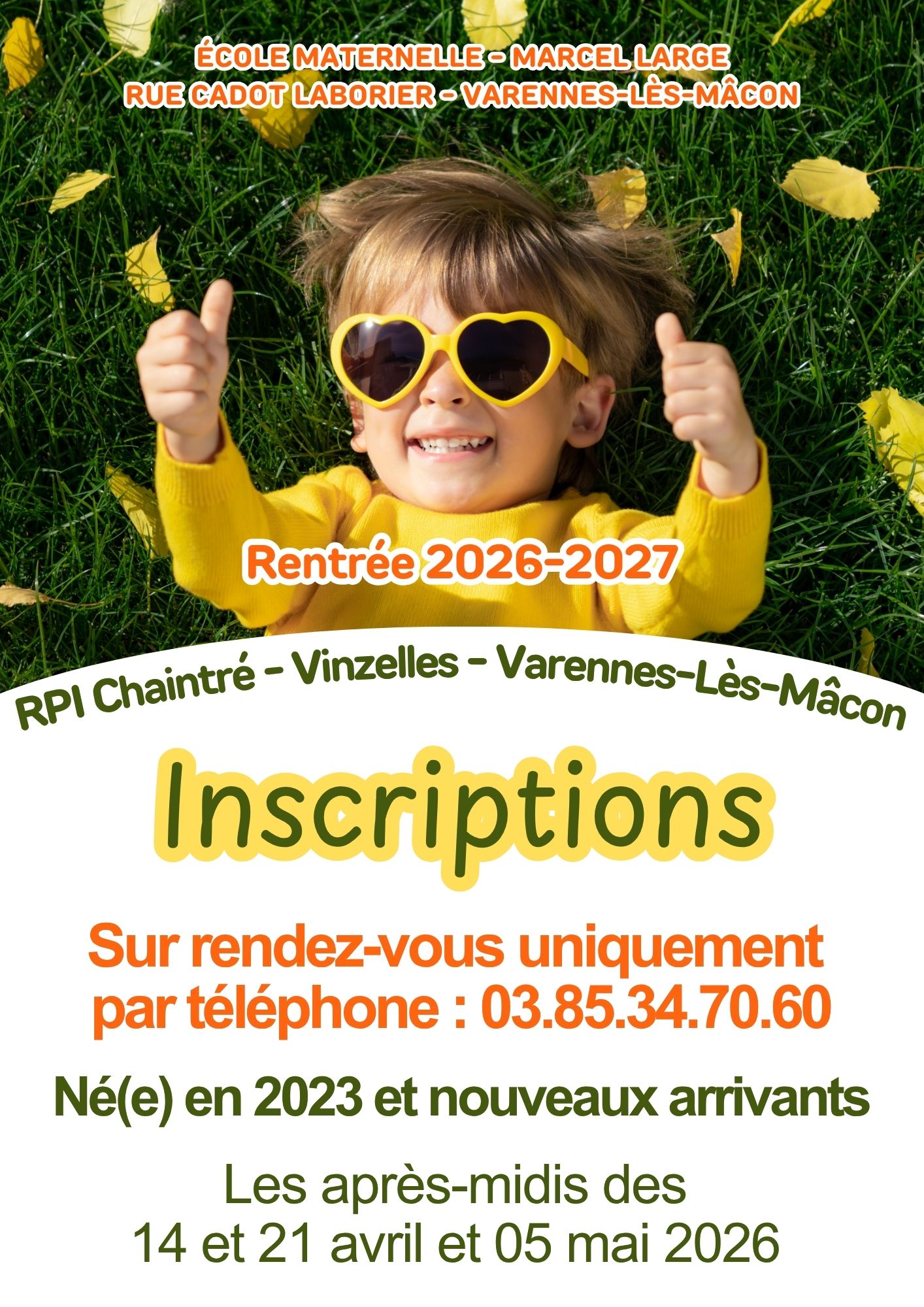 Affiche Annonce Inscriptions Rentrée Périscolaire Simple Moderne Vert Jaune Orange.jpg