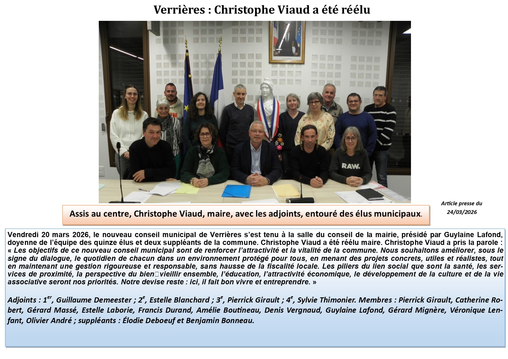 UNE NOUVELLE ÉQUIPE MUNICIPALE