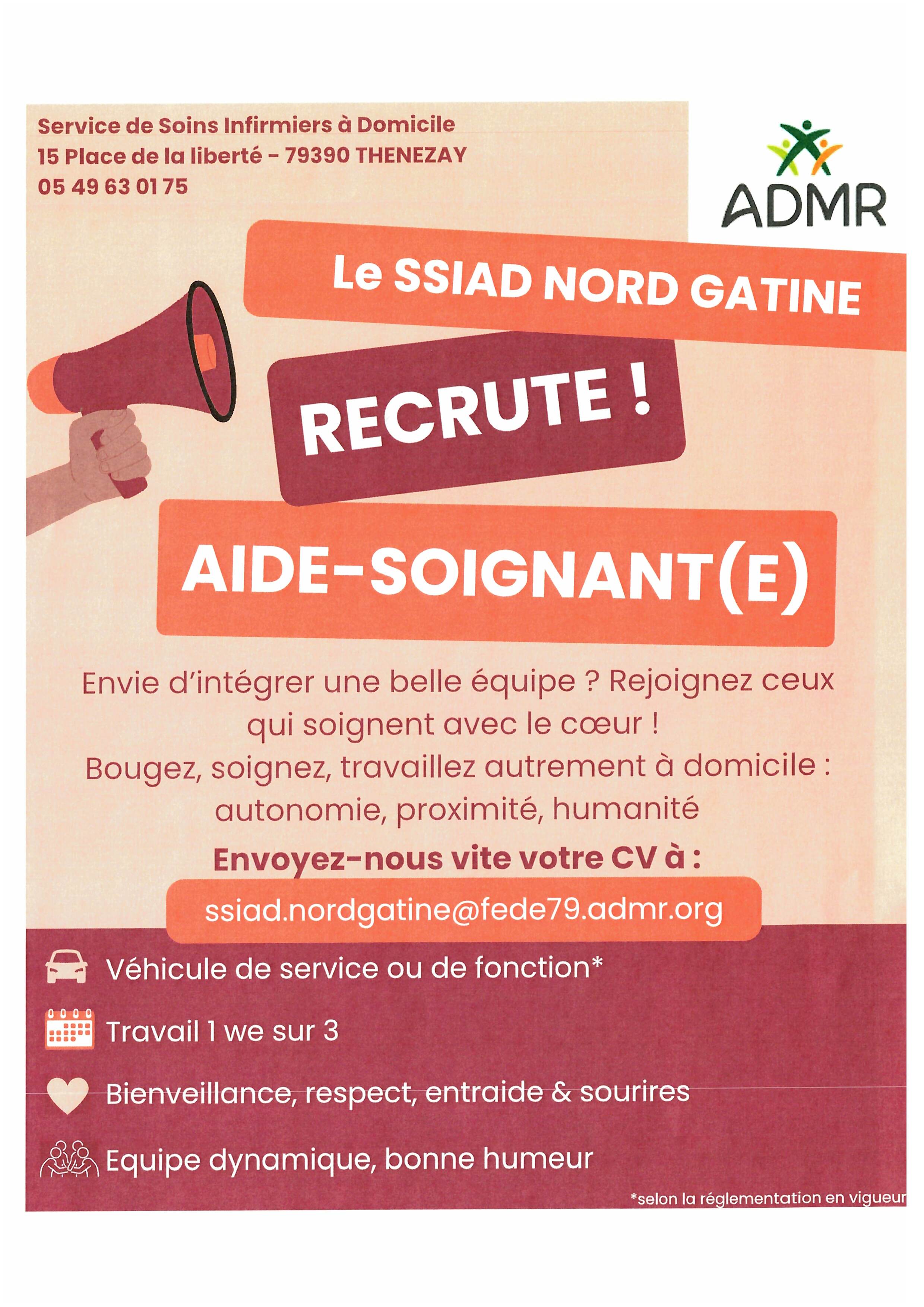 Le SSIAD NORD GATINE recrute !