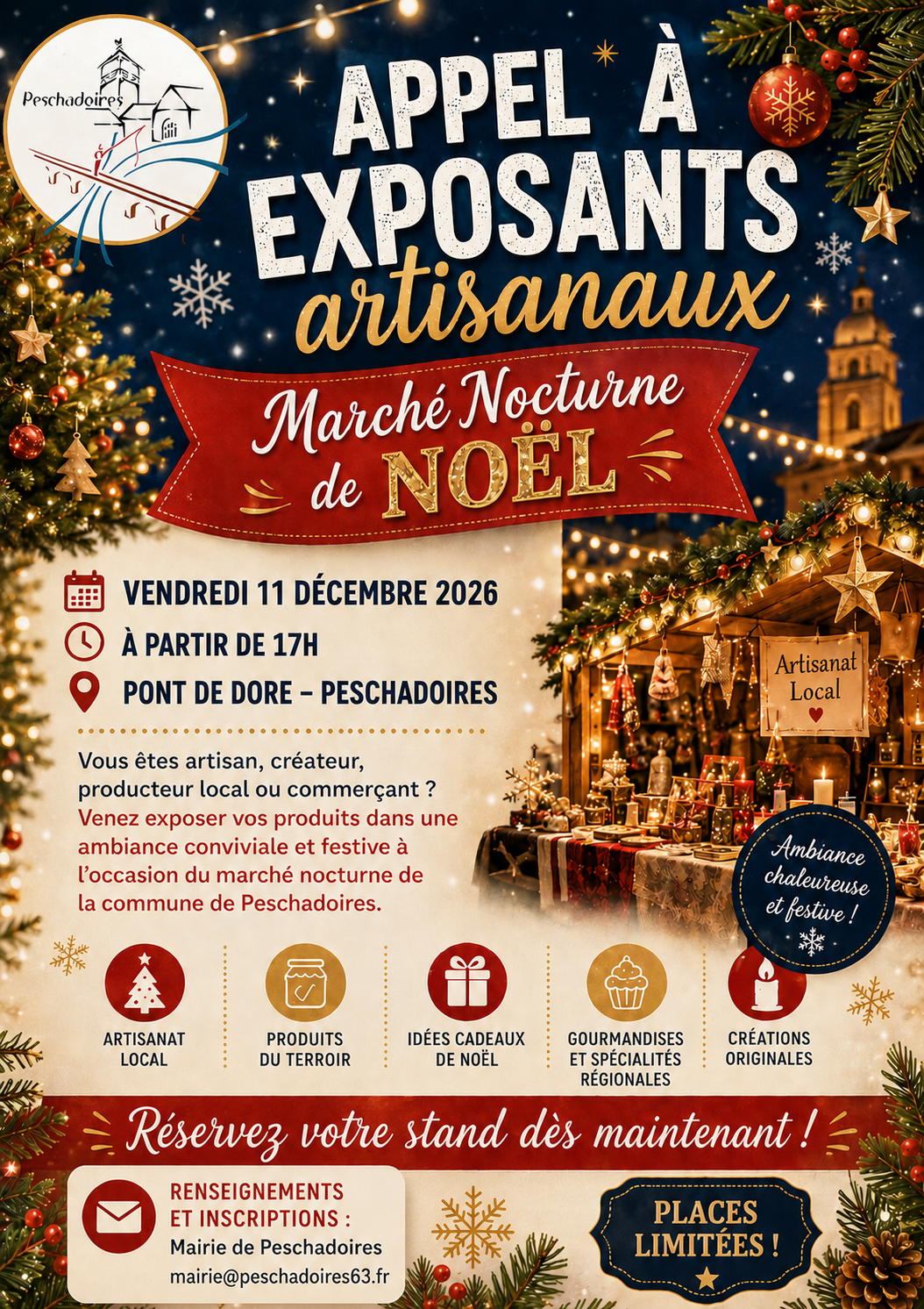 Appel à exposants-Marché de Noël 11 Décembre