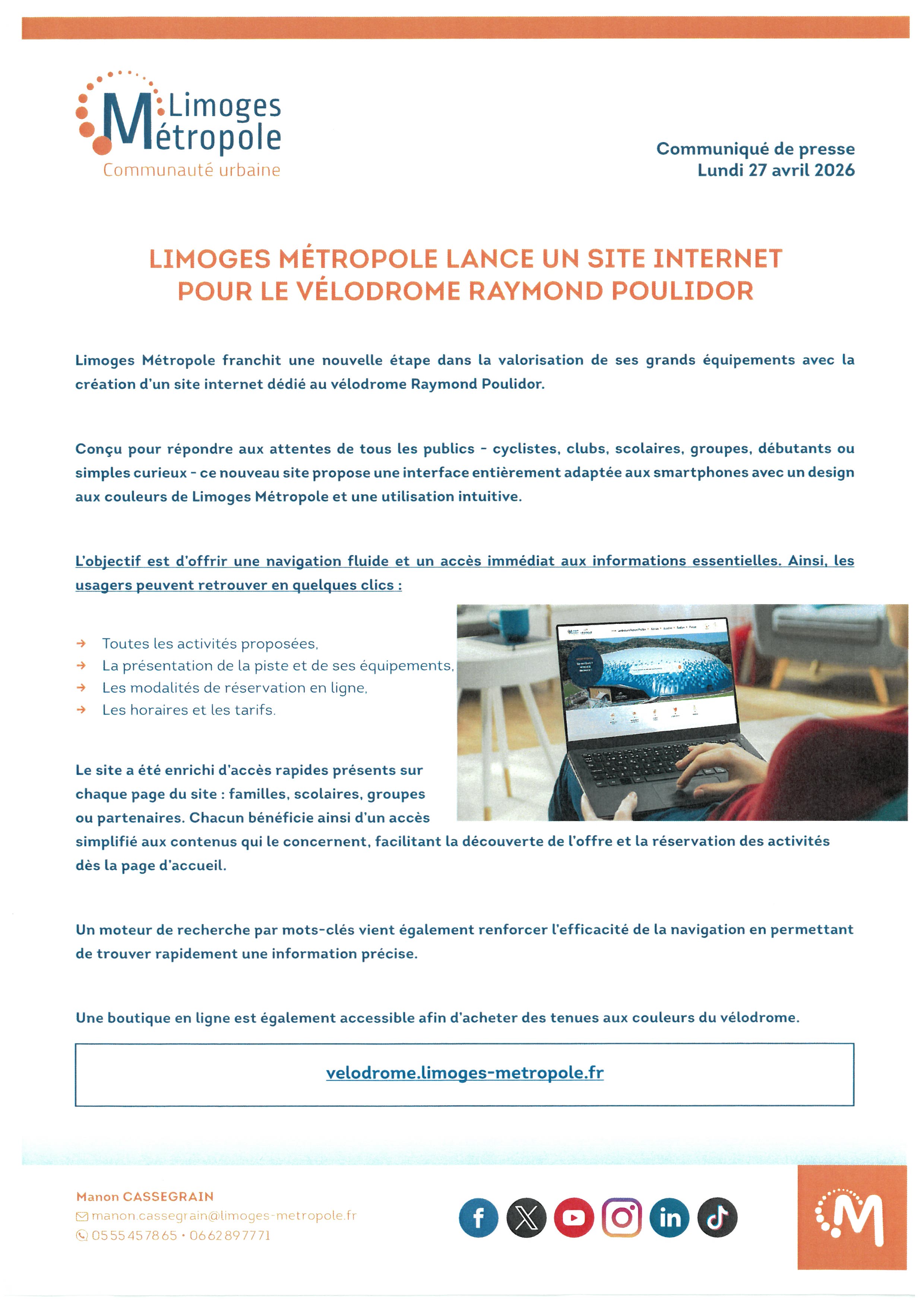 Site internet vélodrome