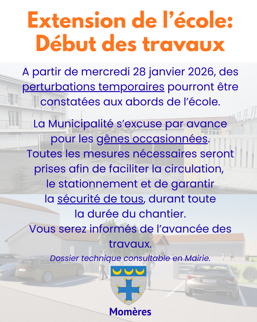 Extension de l'école: début des travaux