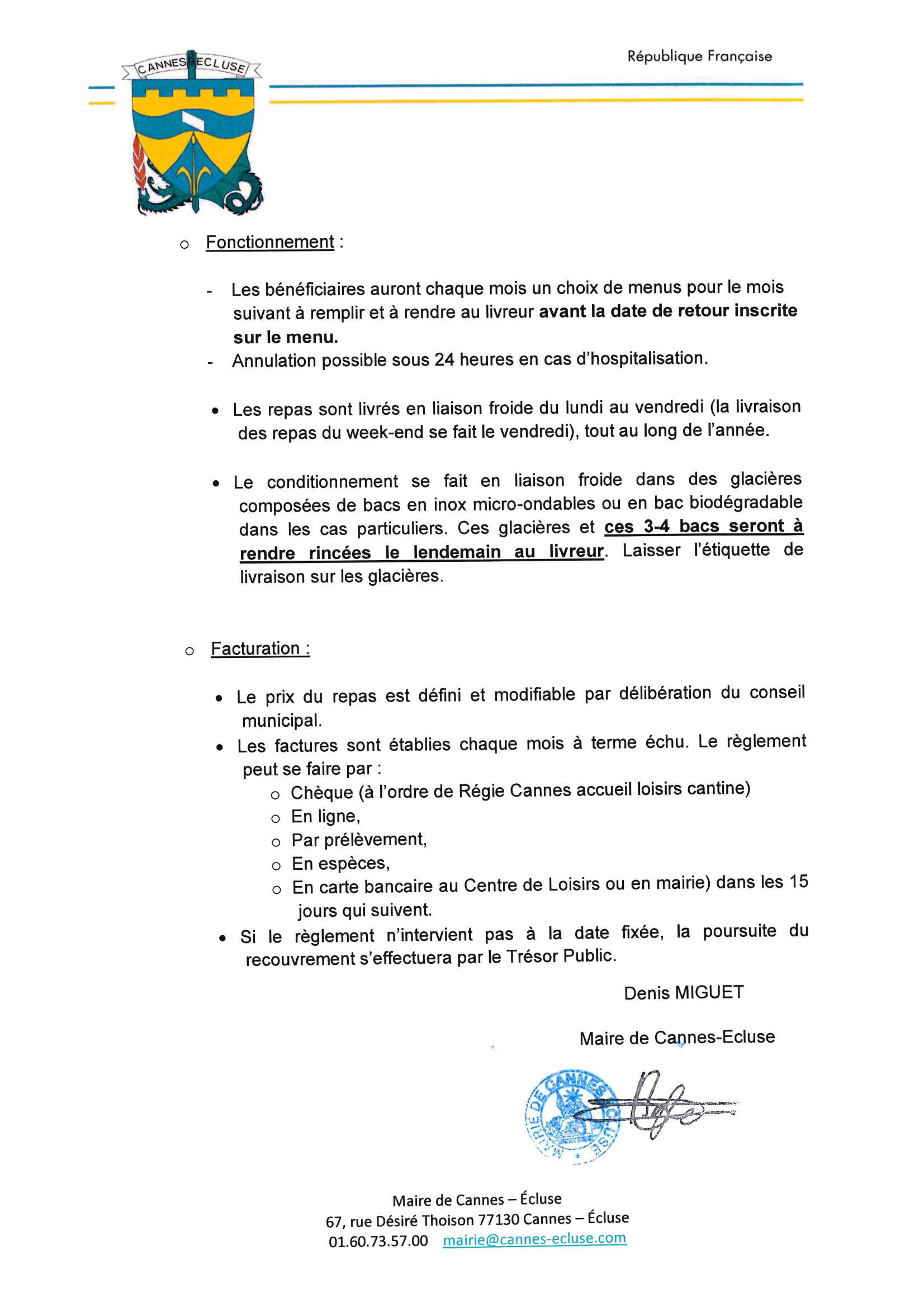 Règlement portage de repas 2025 page 1