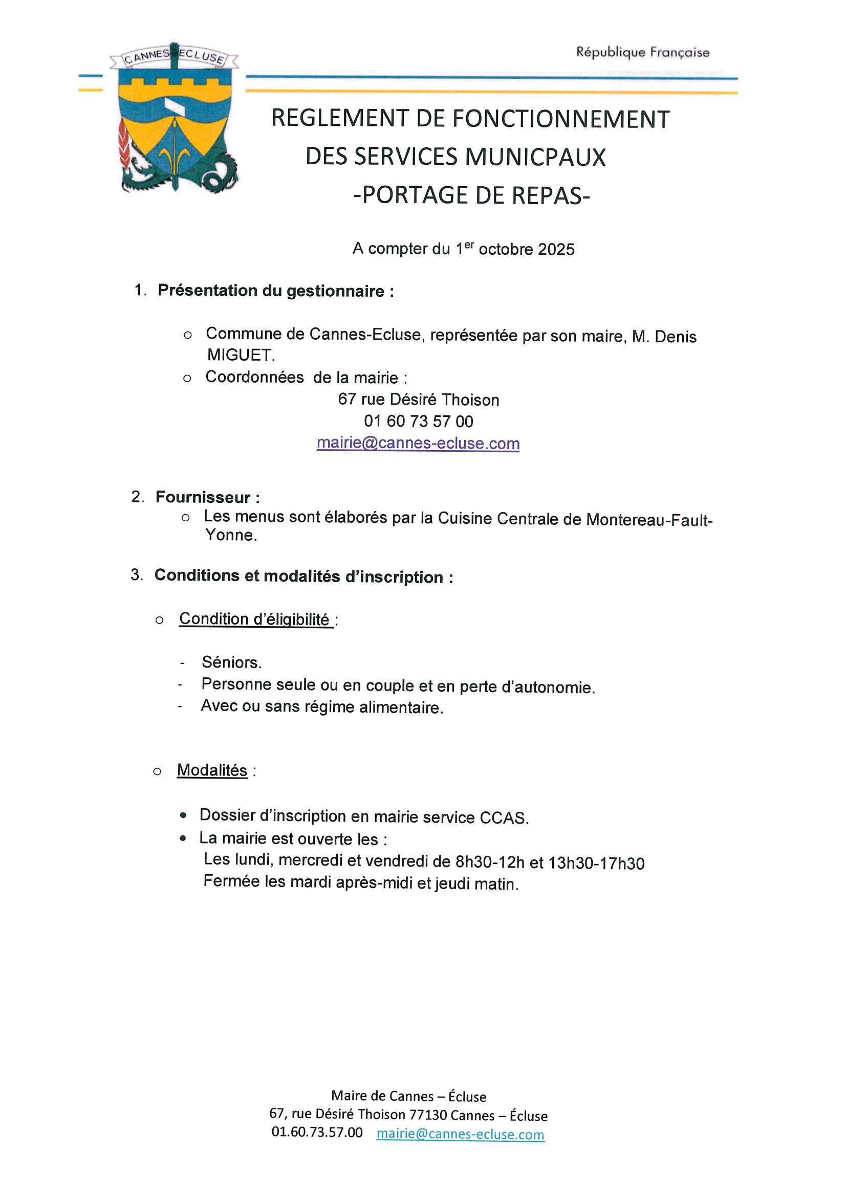 Règlement portage de repas 2025 page 2